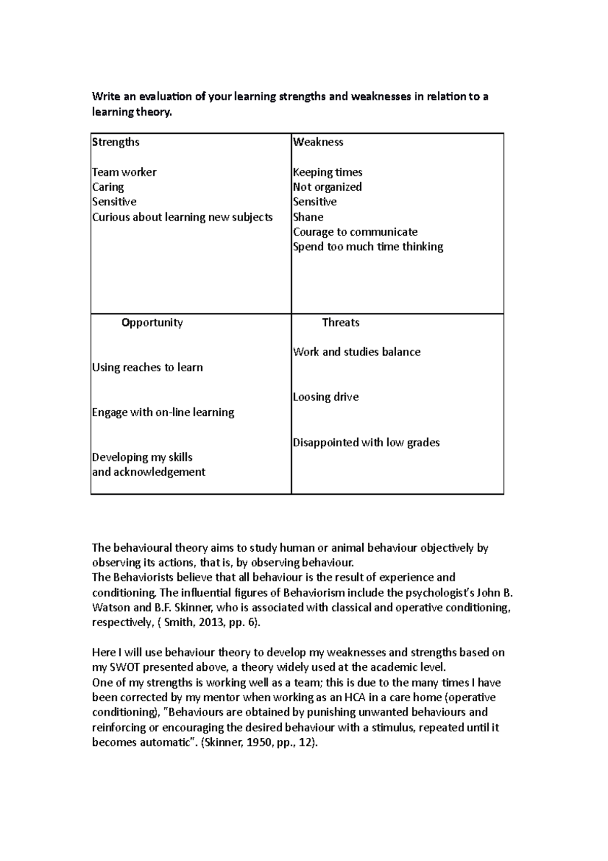 Unit 2 ressubmission last - Write an evaluaion of your learning ...