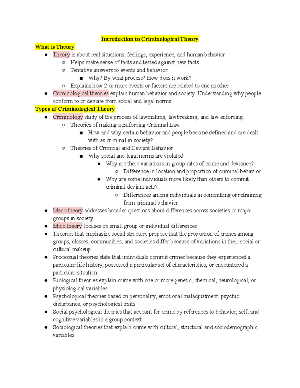 What Is Criminological Theory Definition