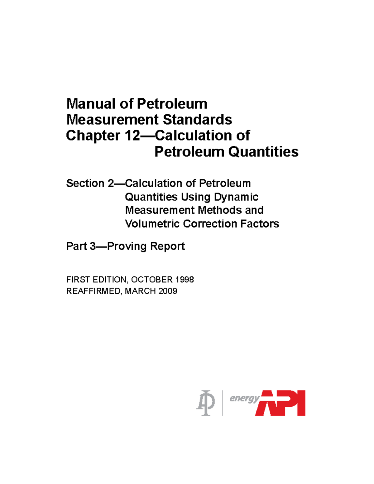 API 12 - api 12.2 - Manual of Petroleum Measurement Standards Chapter ...