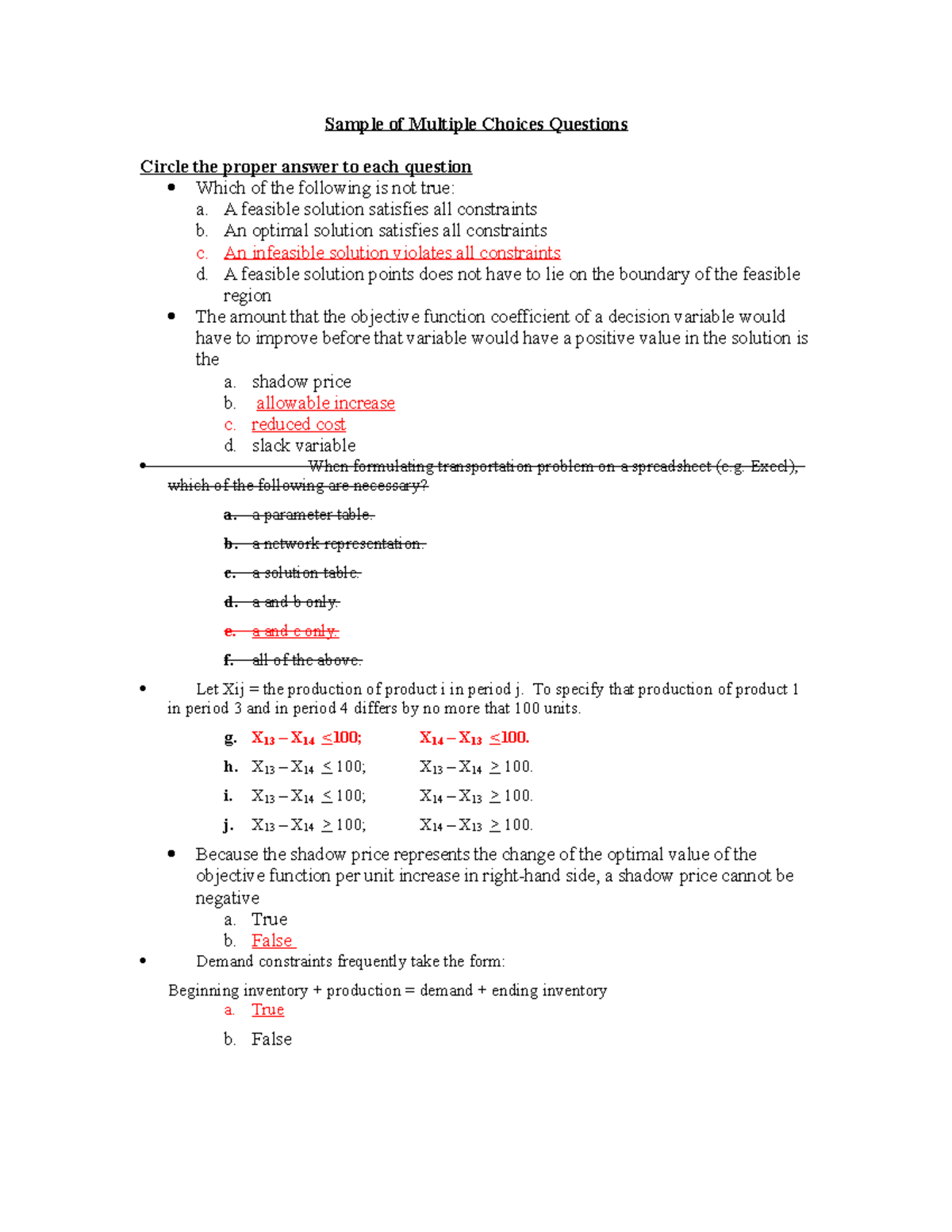 Sample/practice exam March 2018, questions and answers - Sample of ...