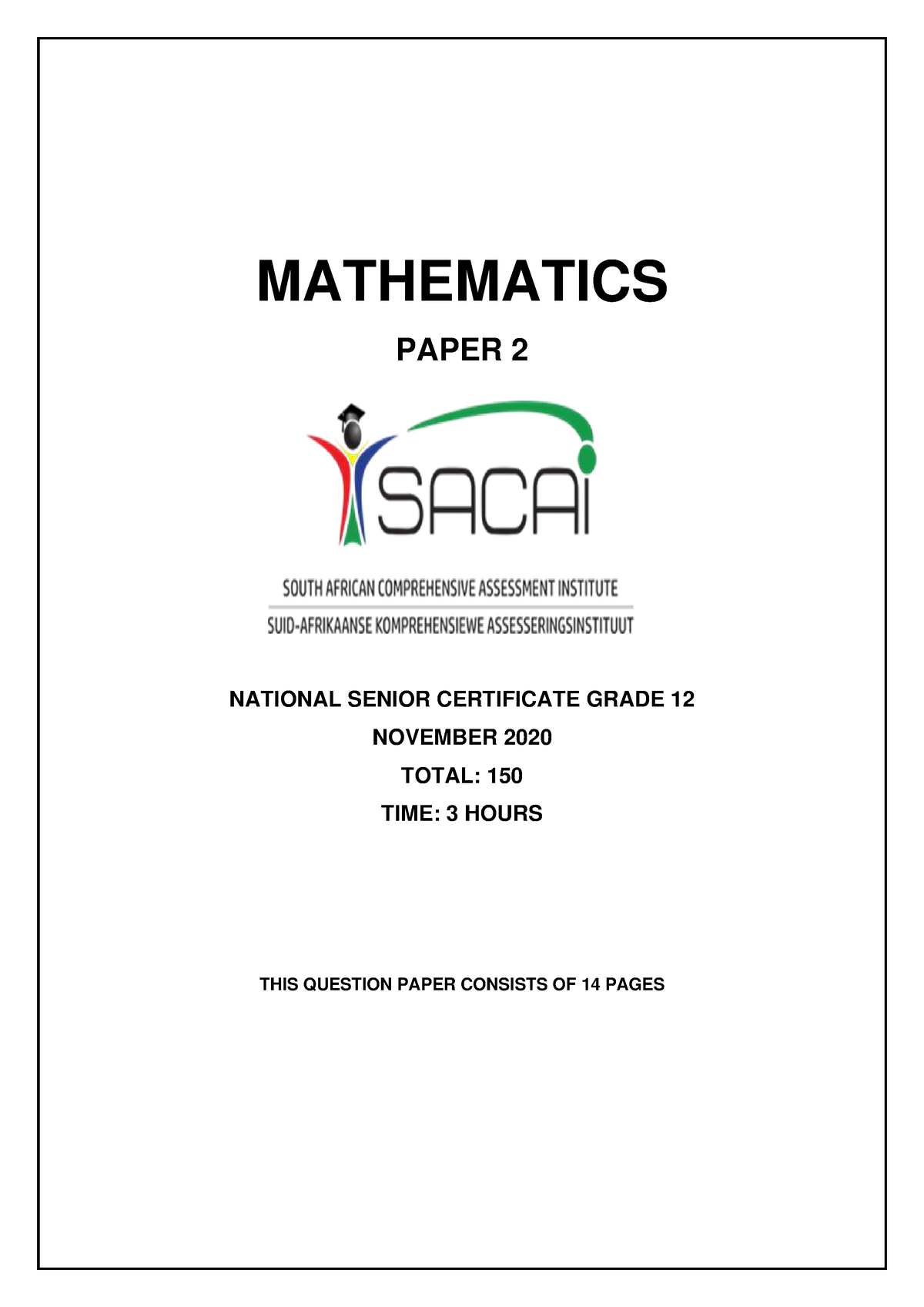 P2 NOV2020-1 - Copy - MATHEMATICS PAPER 2 ####### NATIONAL SENIOR ...