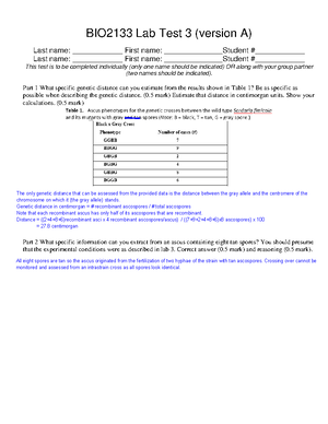 Unit 1 LO - Genetics - Learning Objectives for lecture 1 - BIO2133 ...