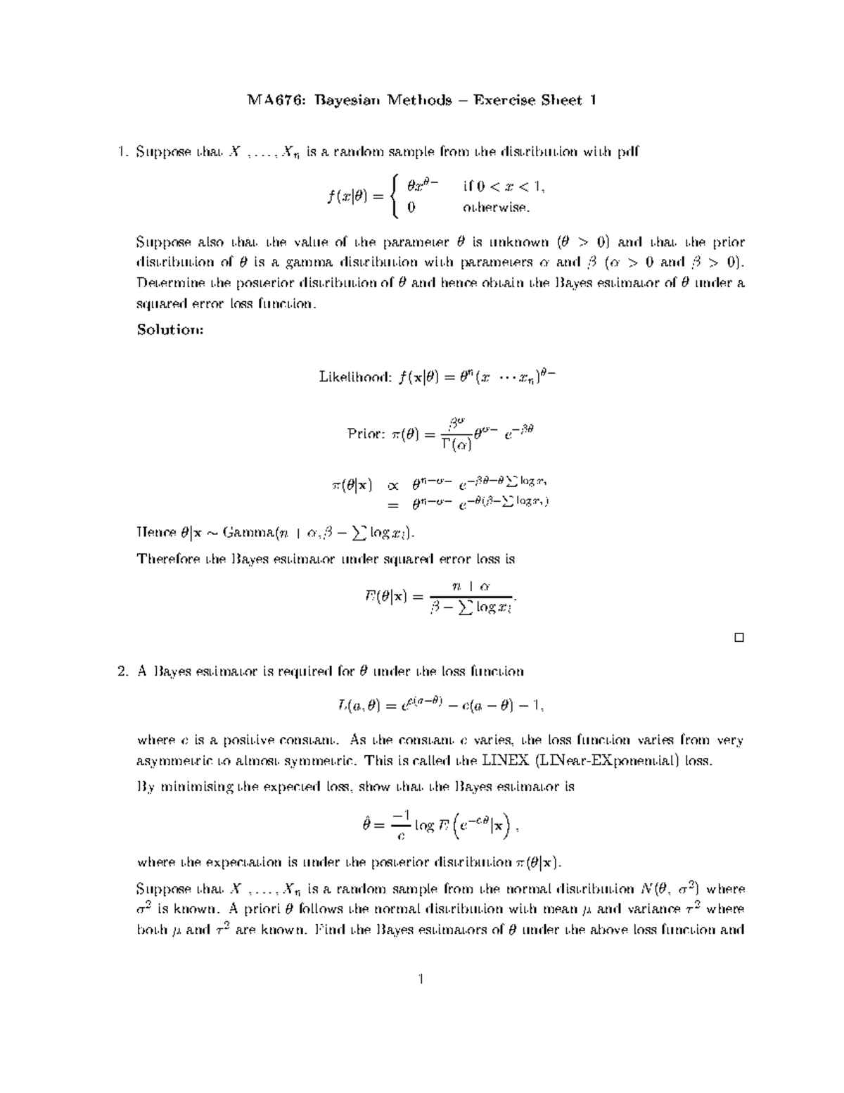 Bayesian questions - 