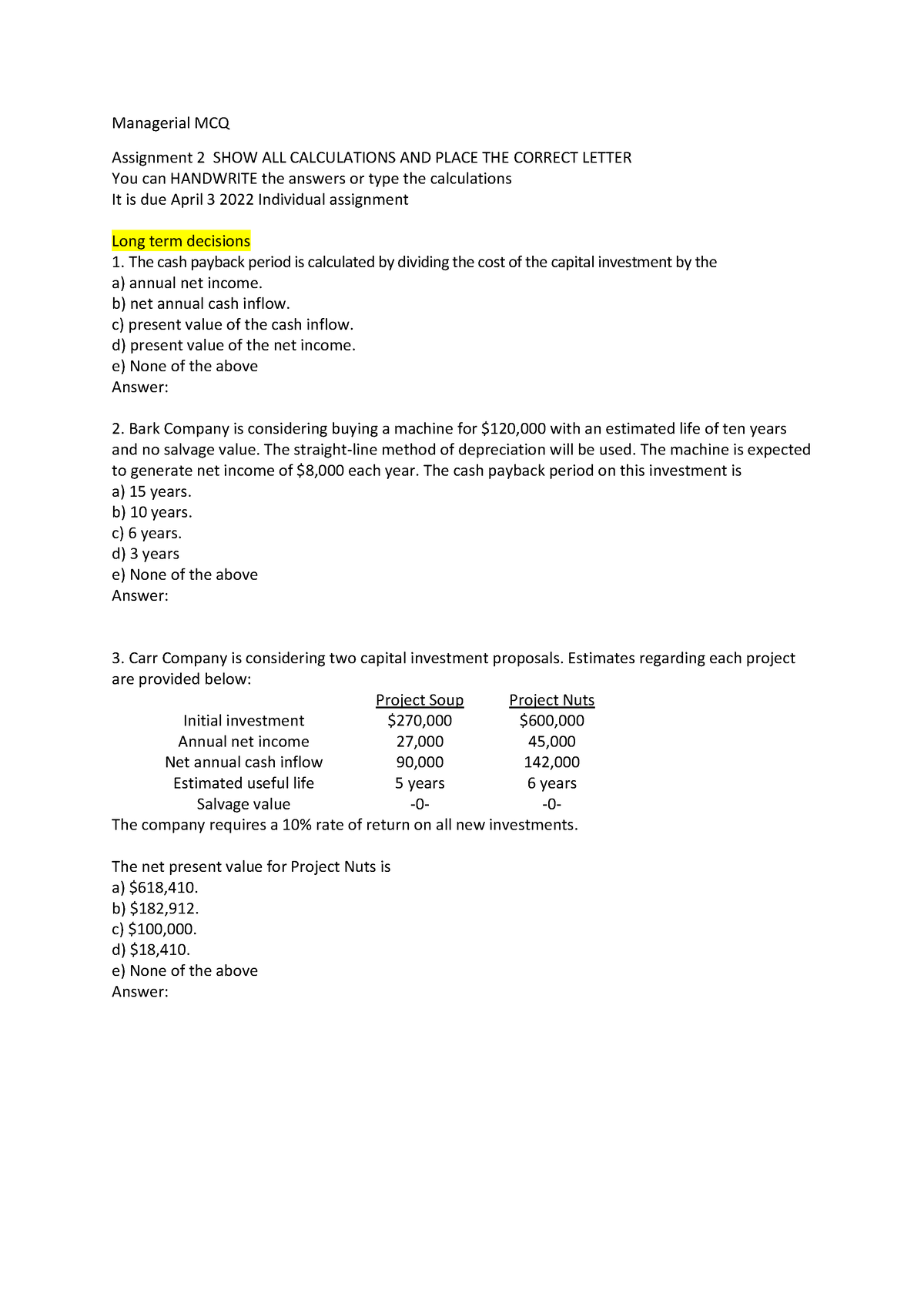 assignment problem mcq questions