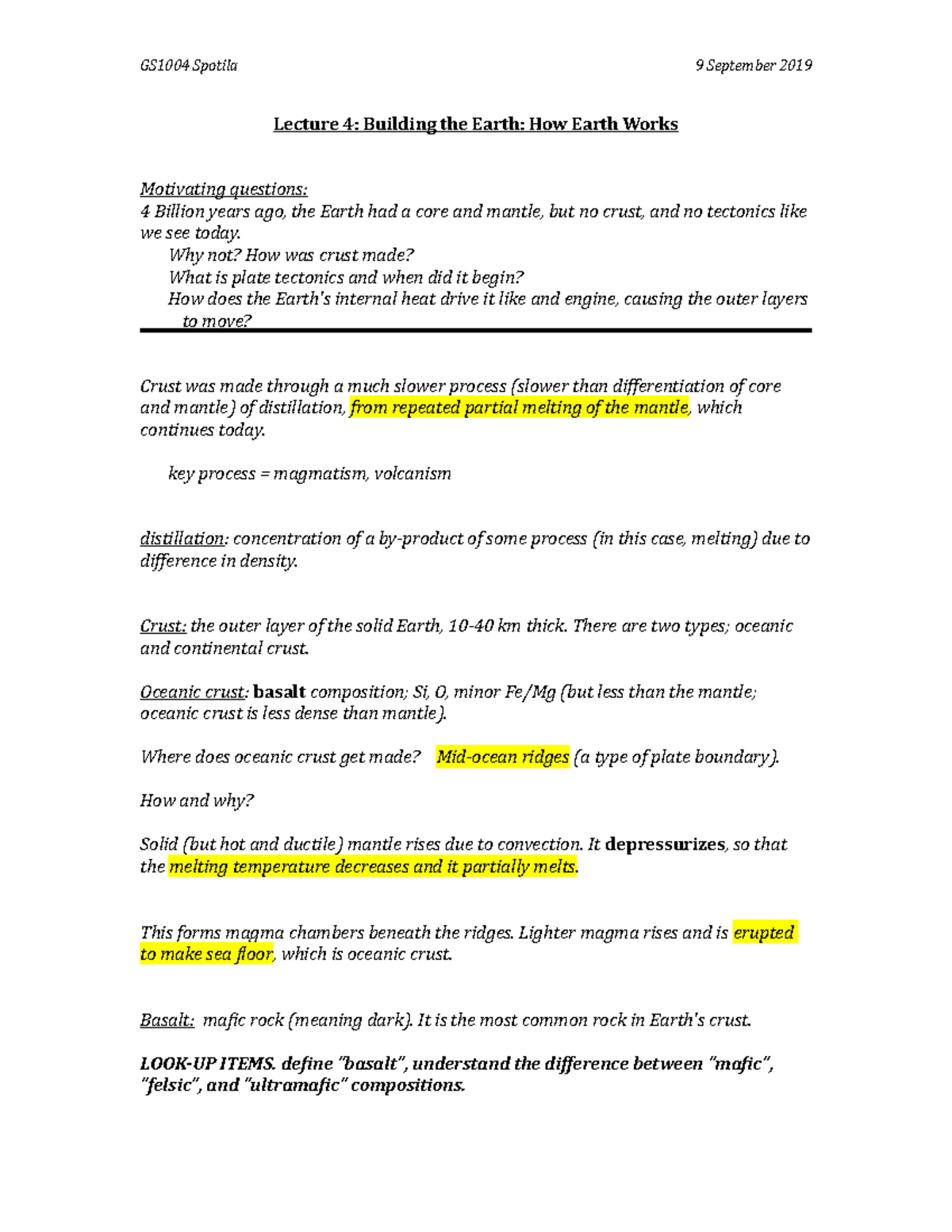 GEOS-Lecture Notes 4 - Lecture 4: Building the Earth: How Earth Works ...