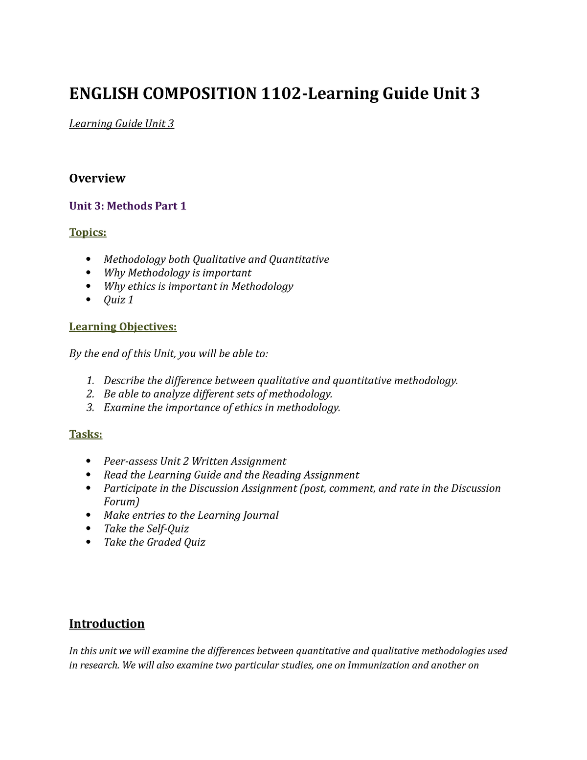 English Composition 1102 Learning Quide UNIT 3 - ENGLISH COMPOSITION ...