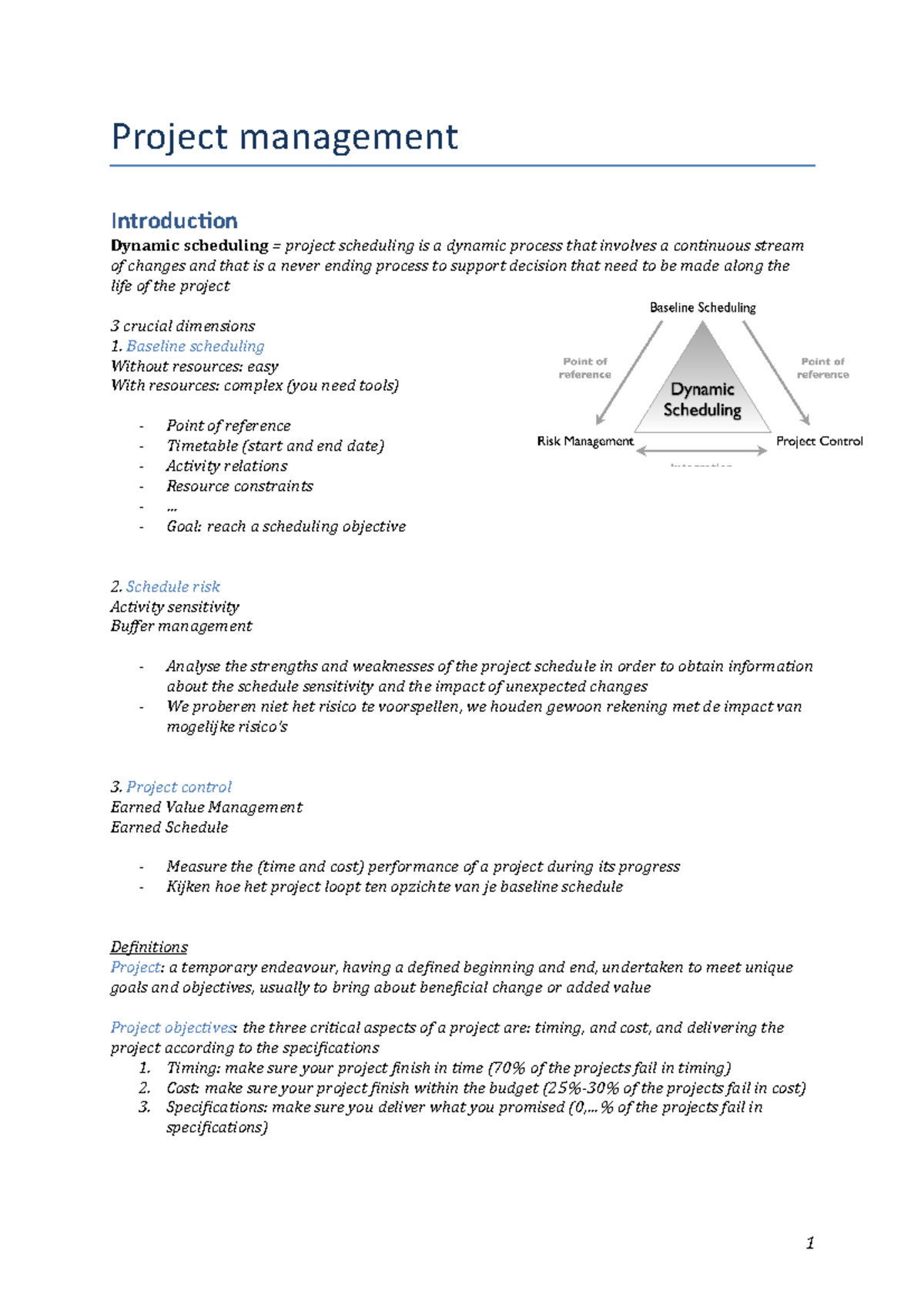 Project Management Samenvatting - Project Management Introduction ...