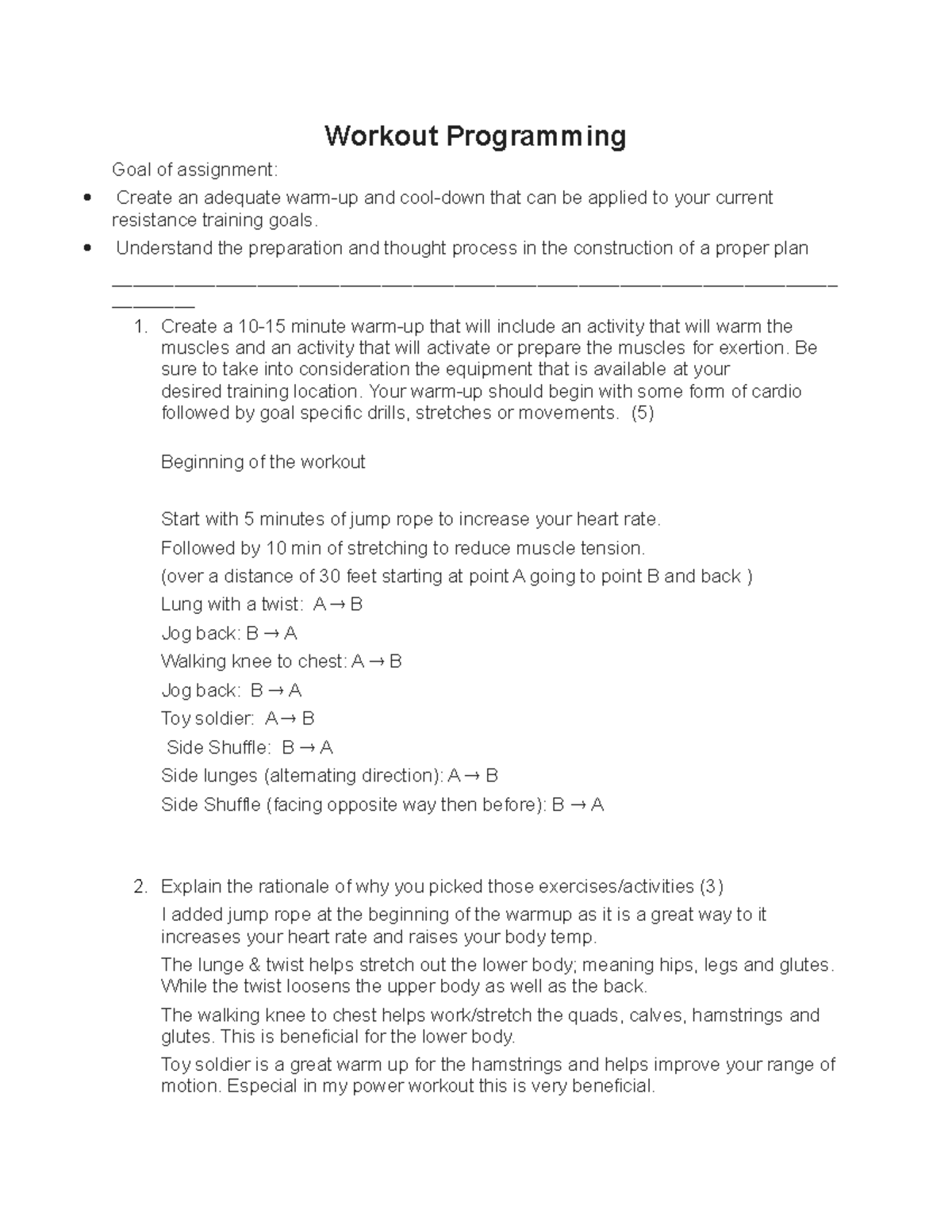 Workout Programming - Lecture notes - Workout Programming Goal of ...