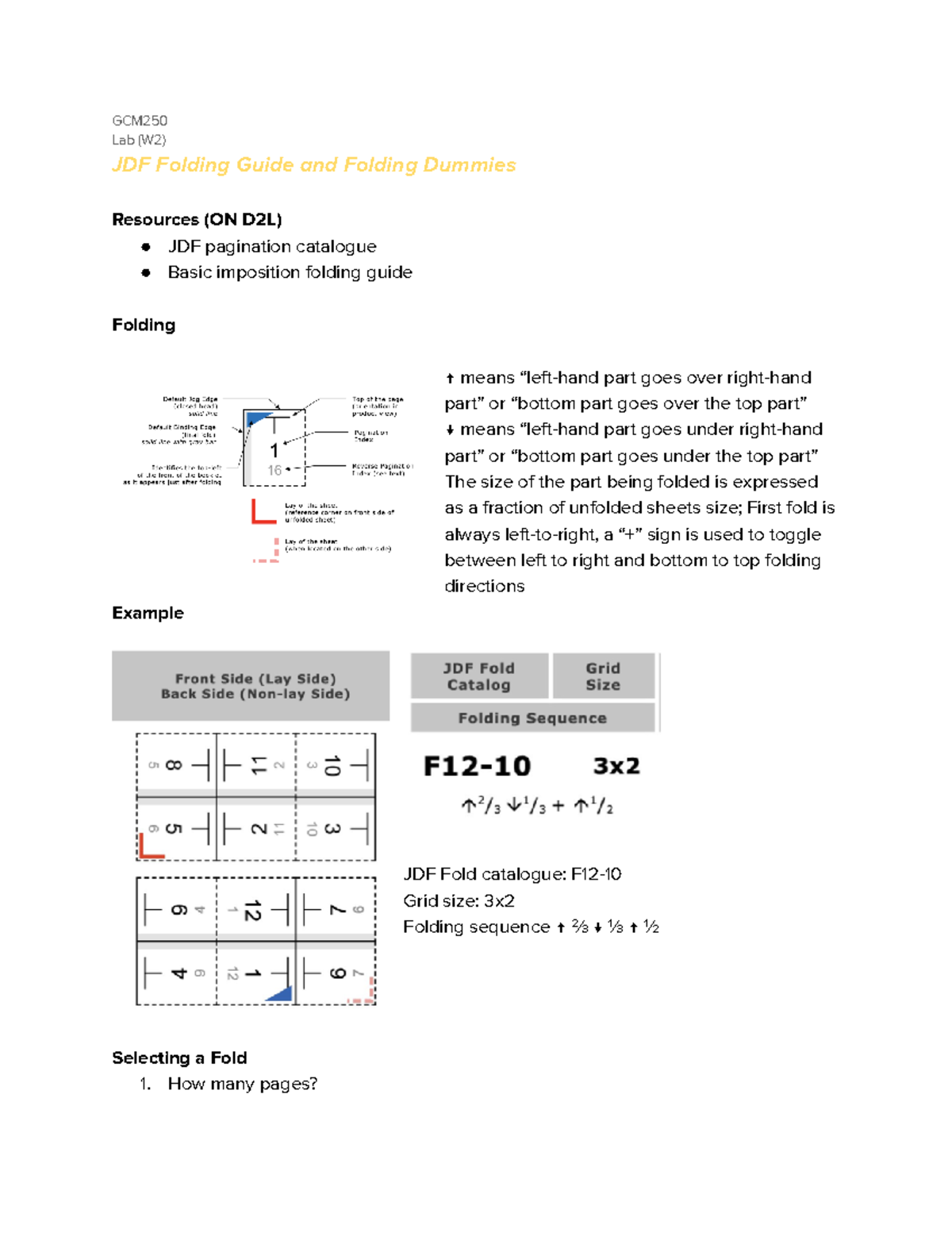 JDF Folding Guide and Folding Dummies (W2) - GCM Lab (W2) JDF Folding ...