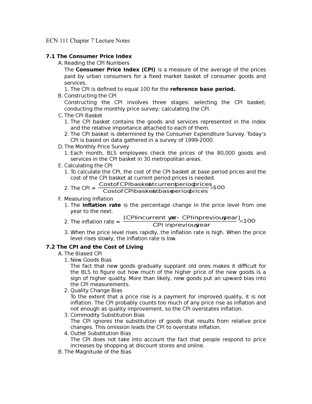 ECN 111 Chapter 7 Lecture Notes - ECN 111 Chapter 7 Lecture Notes 7 The ...