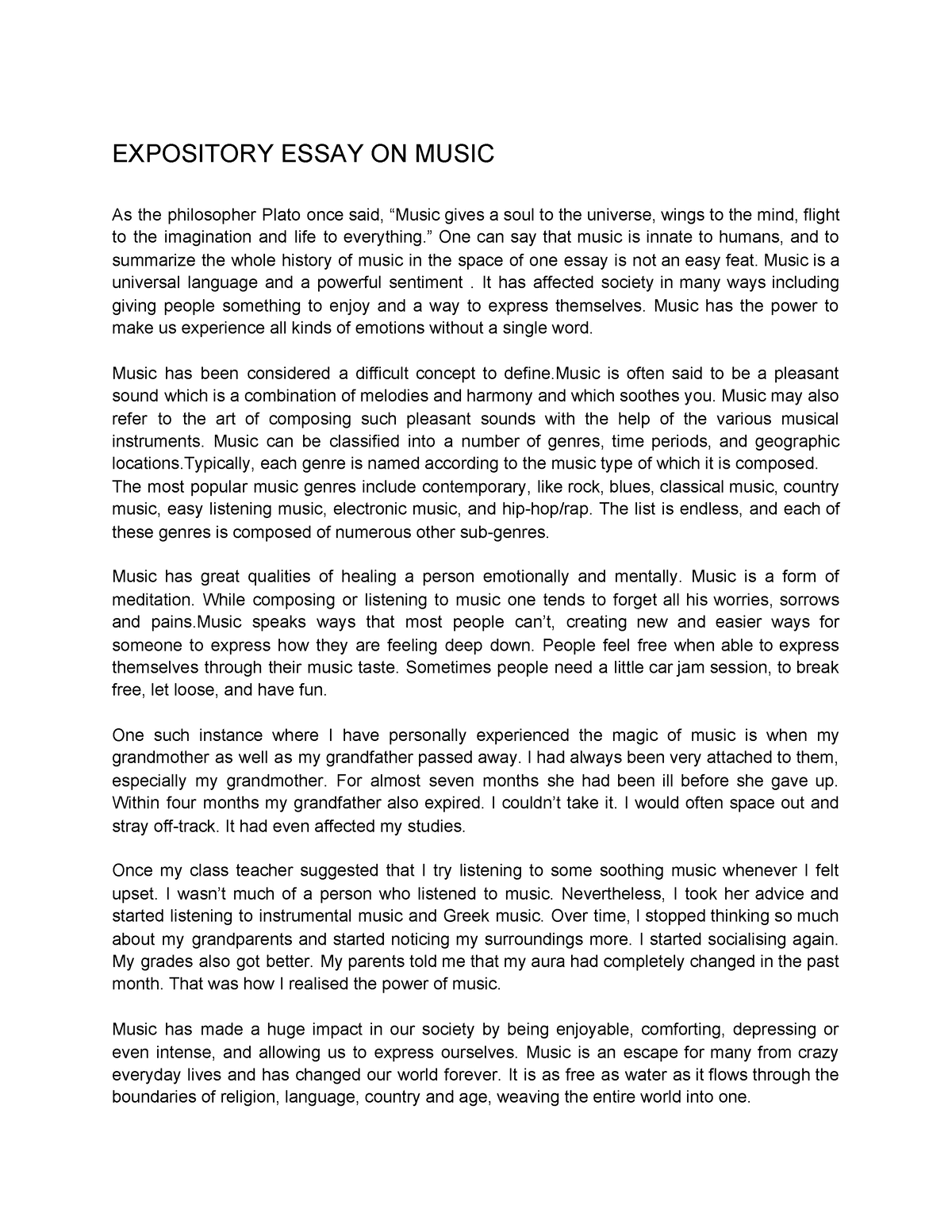 expository essay on music