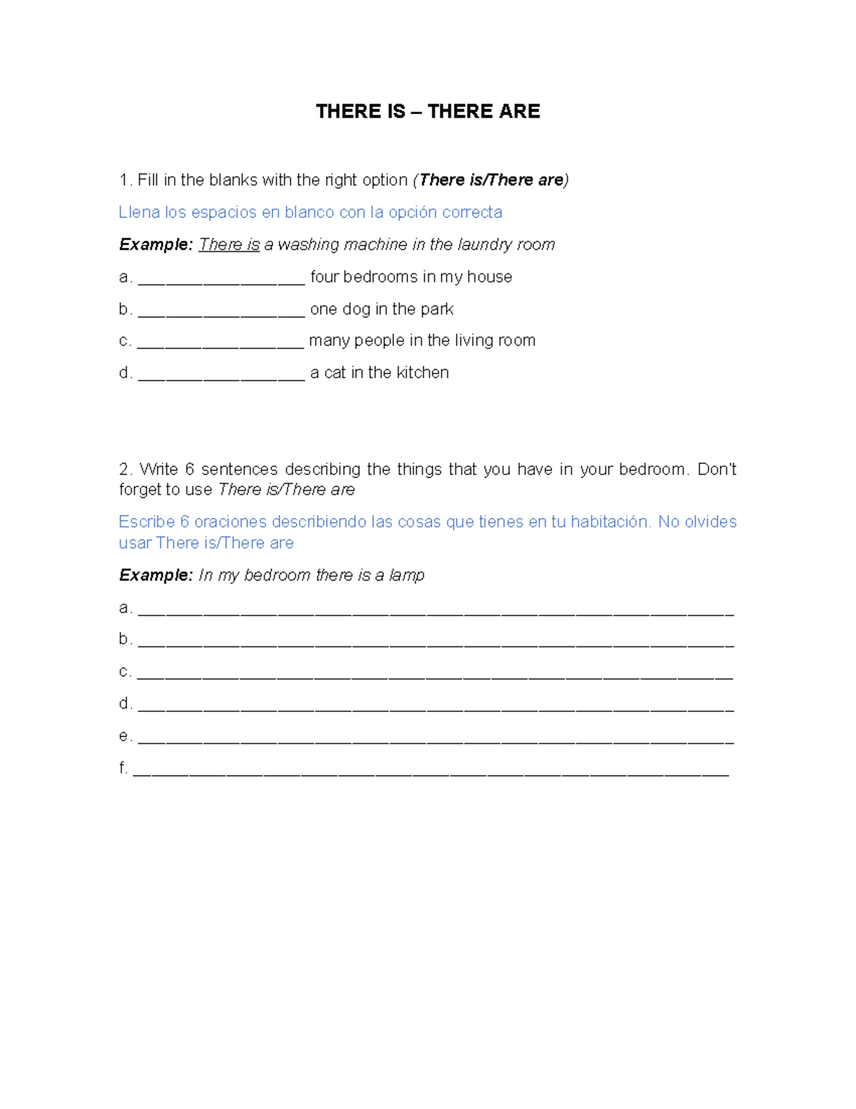Guia de apoyo Week 2 - Nothing good - THERE IS – THERE ARE Fill in the ...