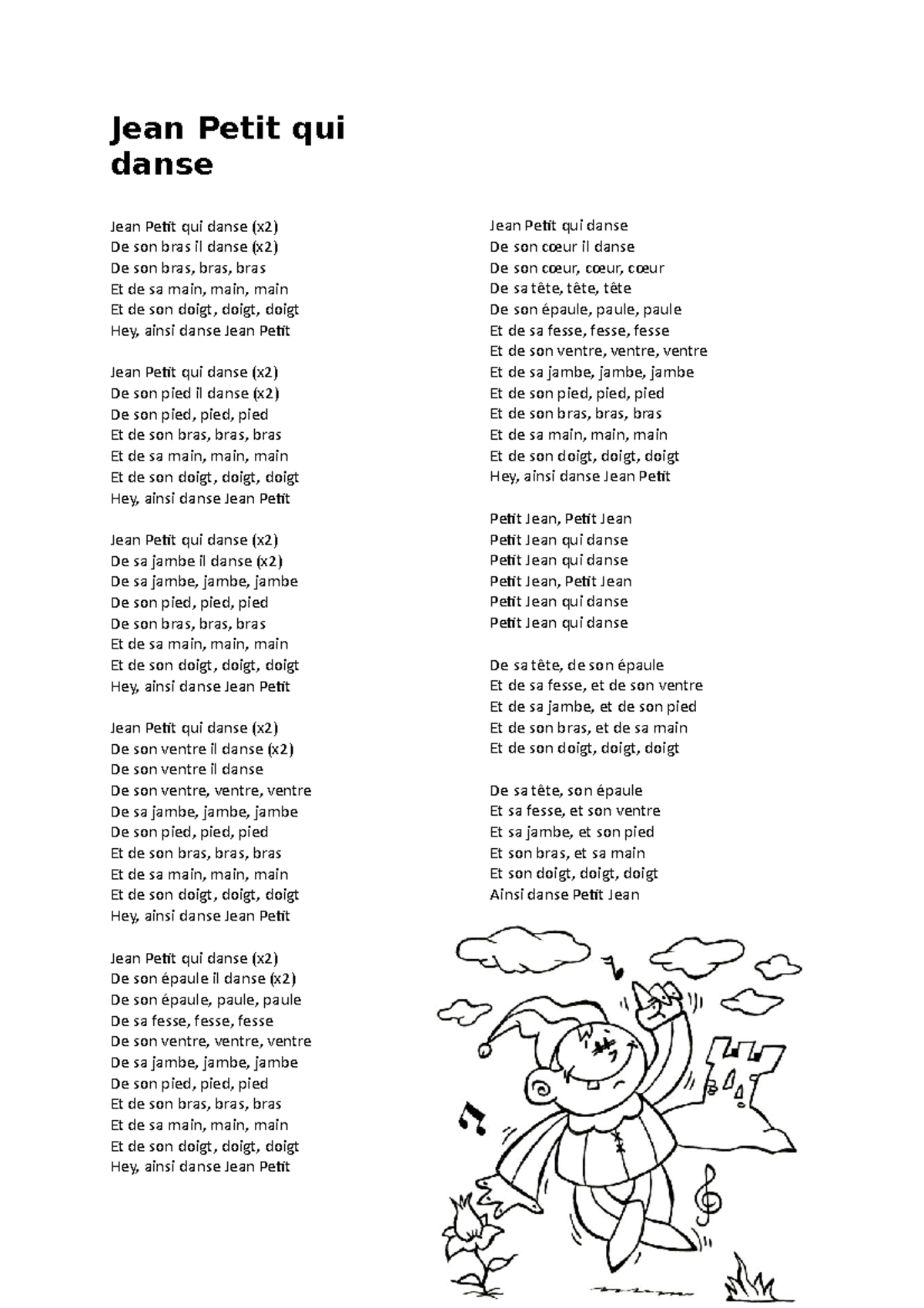 Songtekst Jean Petit qui danse Jean Petit qui danse Jean Petit qui