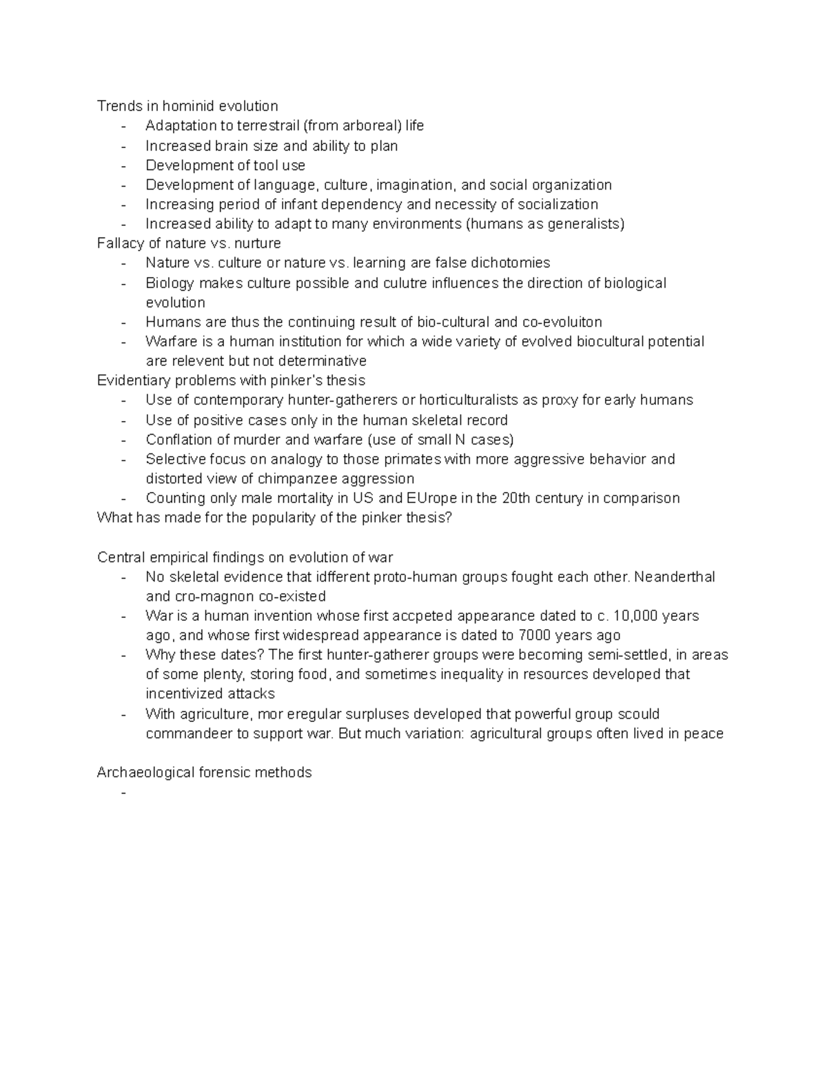 Human Evolution and War Common Assumptions - Trends in hominid ...