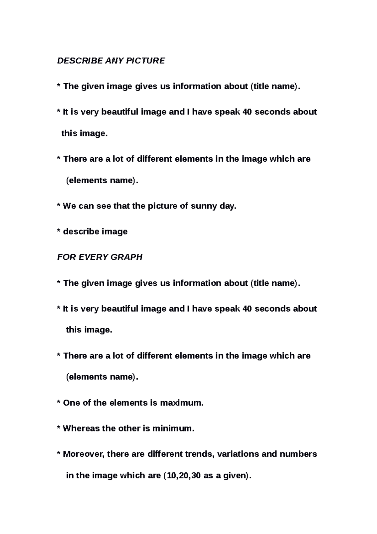 Format OF Writing AND Speaking - DESCRIBE ANY PICTURE The given image ...