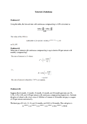 Tutorial 9 Solutions - Hope These Help And Have A Great Semester 