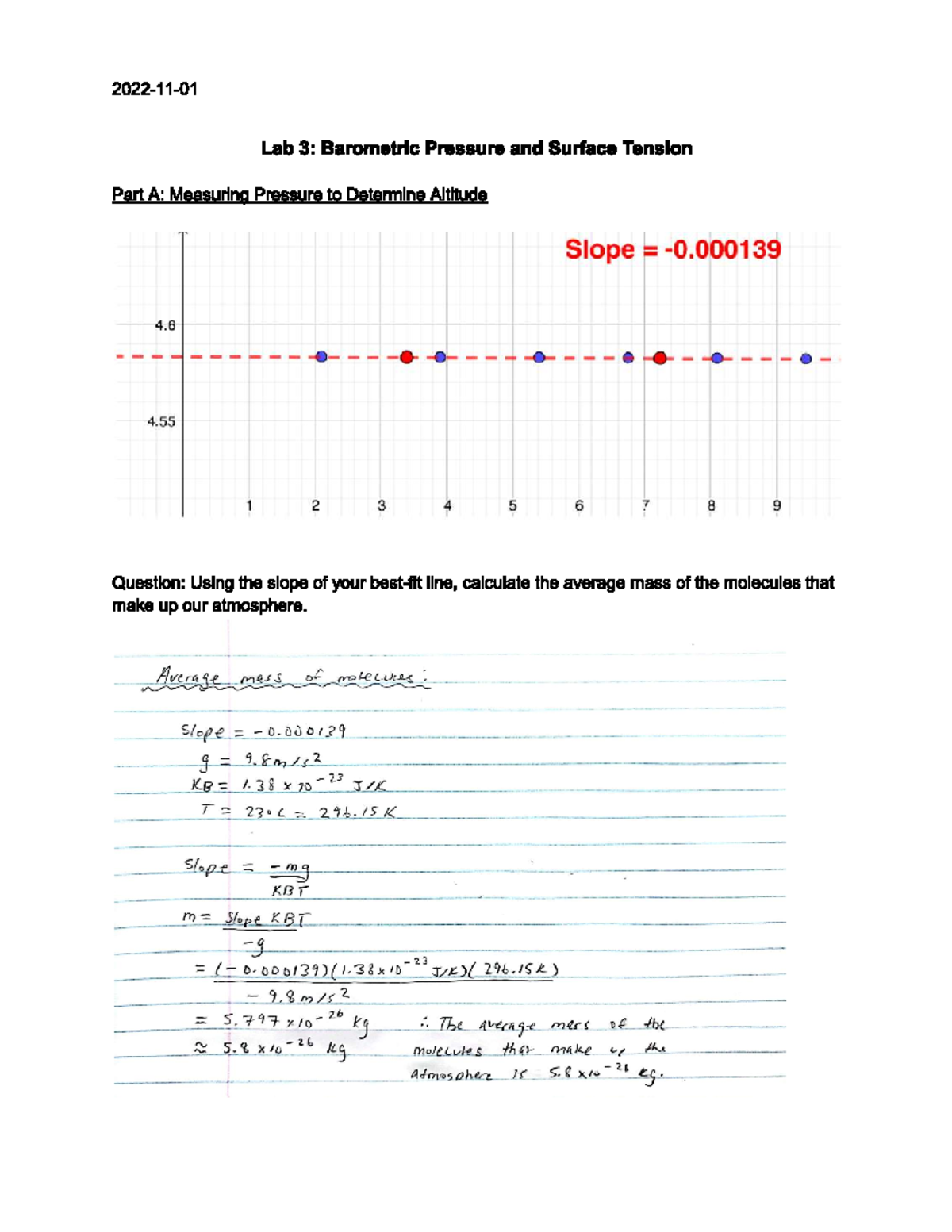 Lab 3 barometric pressure Phys*1080 U of G Studocu