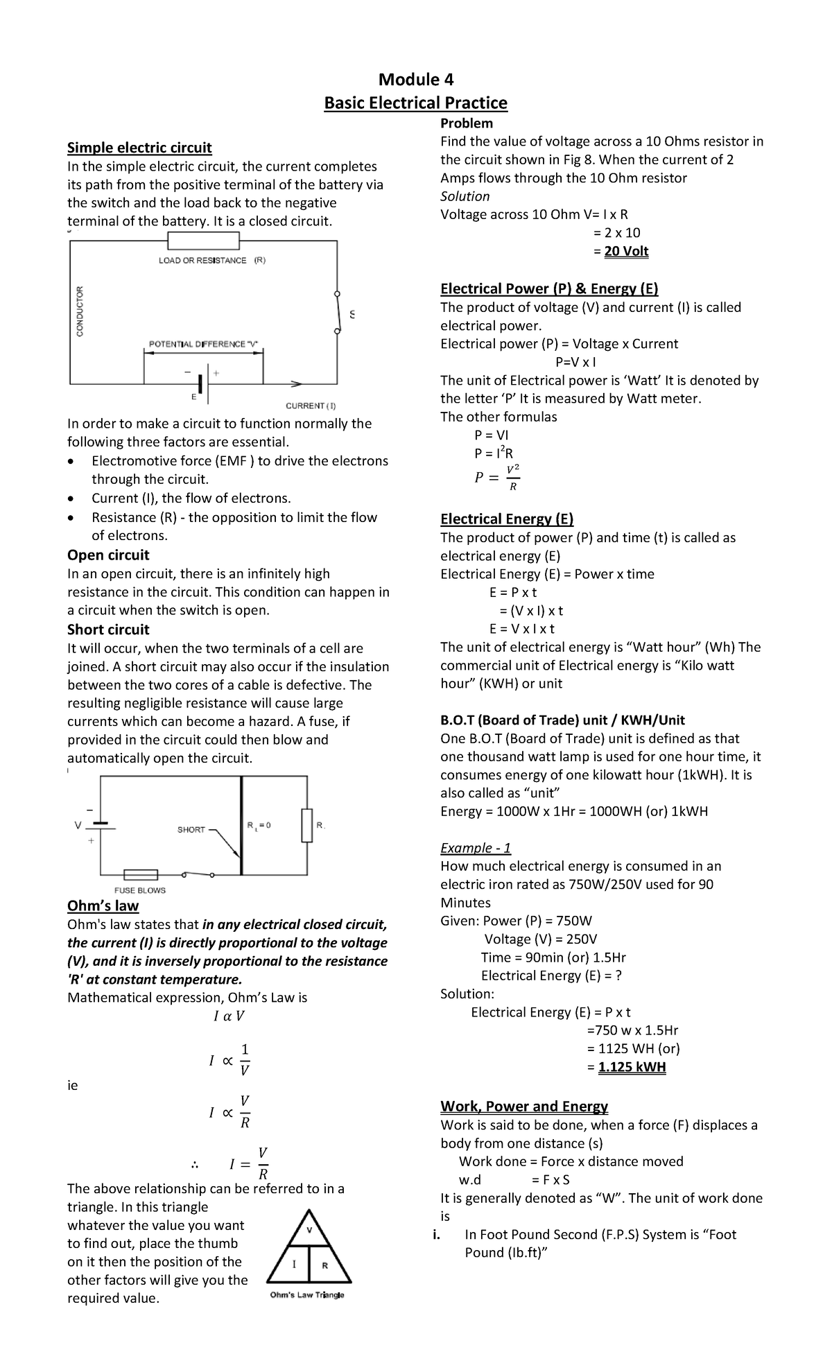 Basic Electrical Practice - Ohm's Law - Module 4 Basic Electrical ...