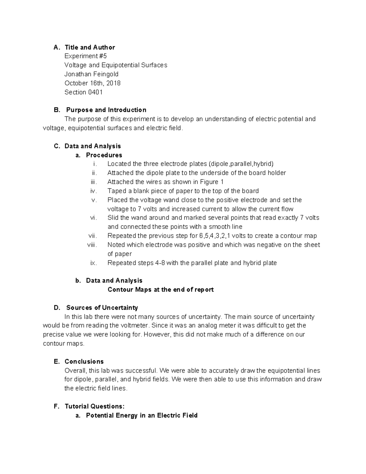 Phys122 Lab 7 - Physics 122 Lab 7 with all answers - A. Title and ...