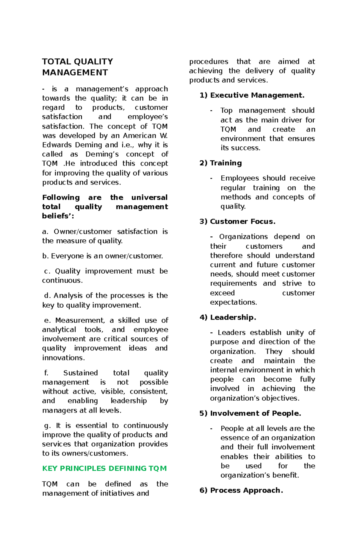 thesis about total quality management