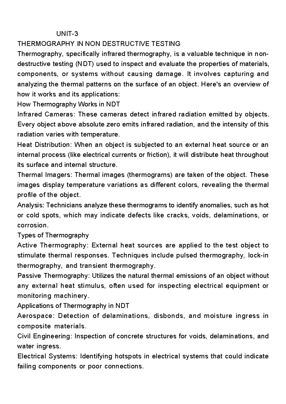 Convert[unit-3 ndt]06062024 - UNIT- THERMOGRAPHY IN NON DESTRUCTIVE ...