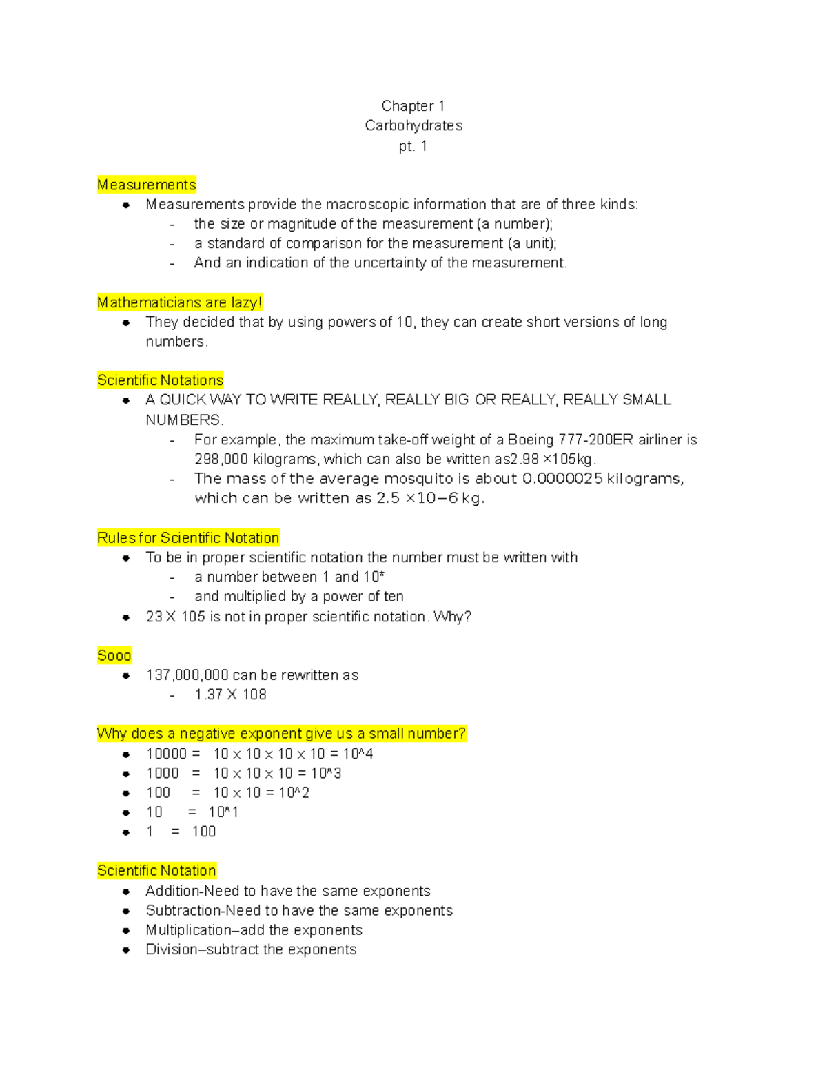Chapter 1 pt. 1 - Lecture notes 1 - Chapter 1 Carbohydrates pt. 1 ...