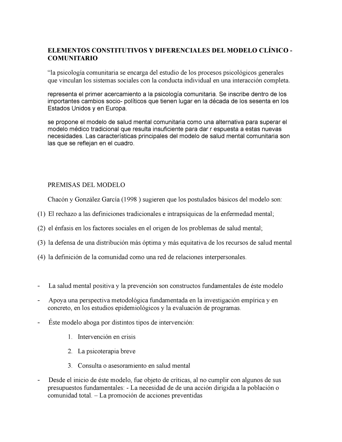 Elementos Constitutivos Y Diferenciales DEL Modelo Clínico - ELEMENTOS  CONSTITUTIVOS Y DIFERENCIALES - Studocu