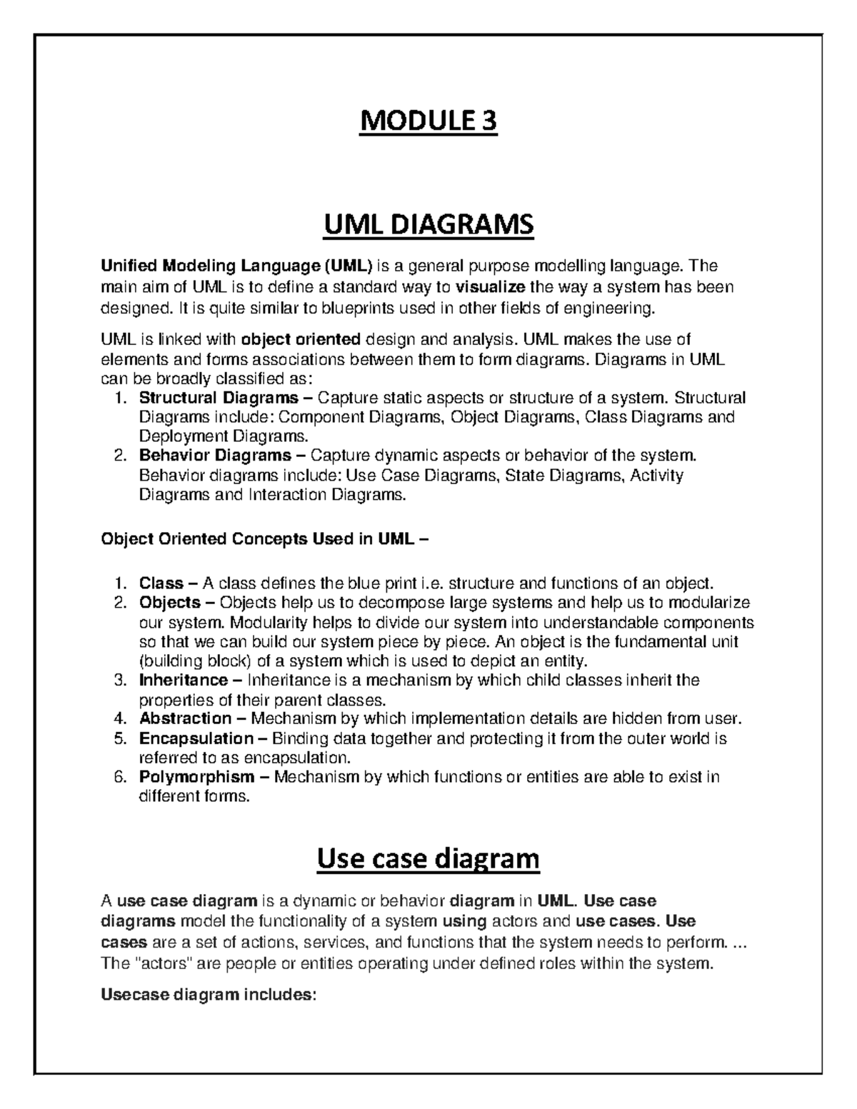 Software Engineering Module 3 For Bca Module 3 Uml Diagrams Unified Modeling Language Uml Is 6039