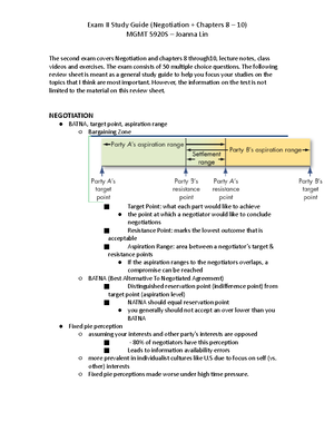 Exam 2 - Review - Exam 2 Study Guide - MGMT 5920S – Joanna Lin The ...