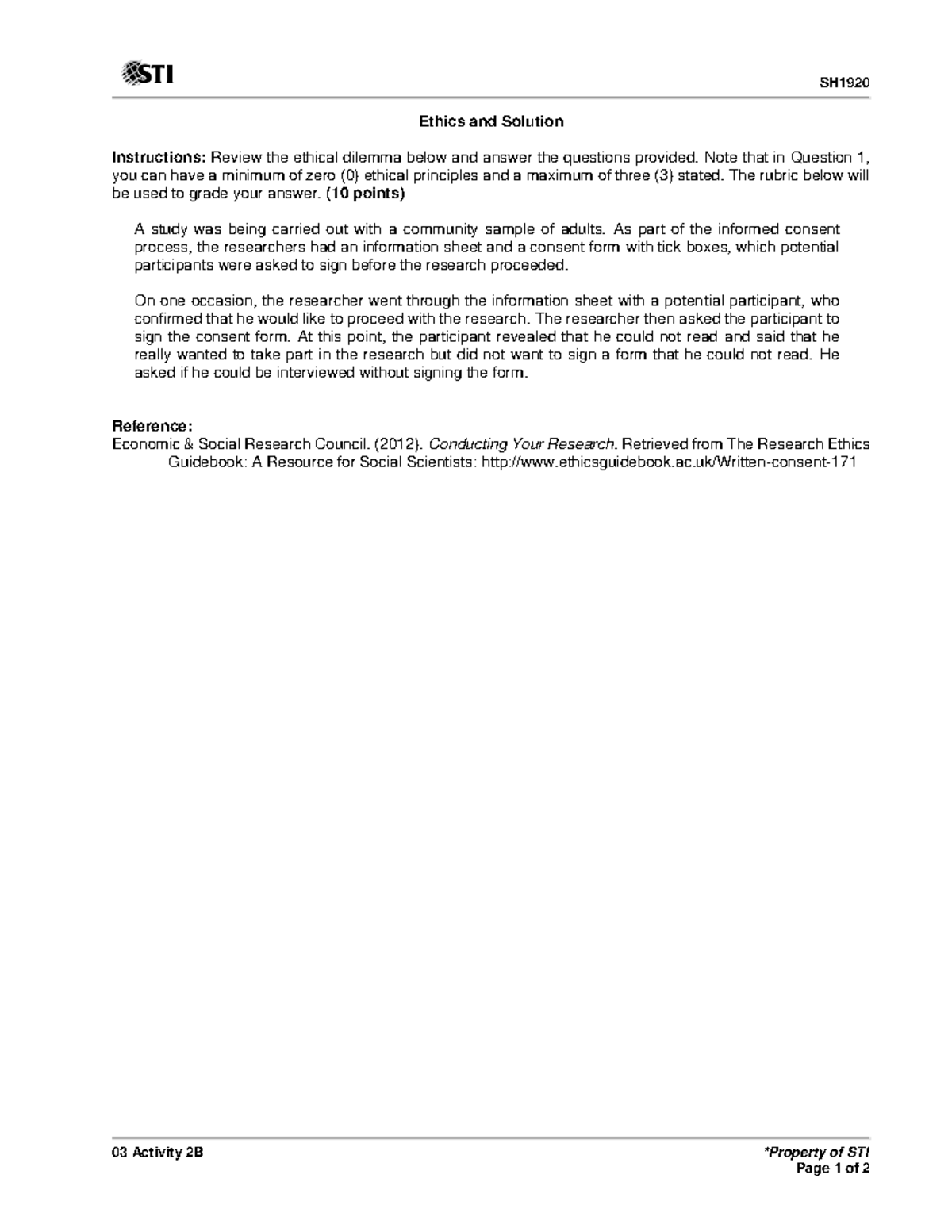 SH1920 - Practical Research 1 03 Activity 2B - SH 03 Activity 2B ...