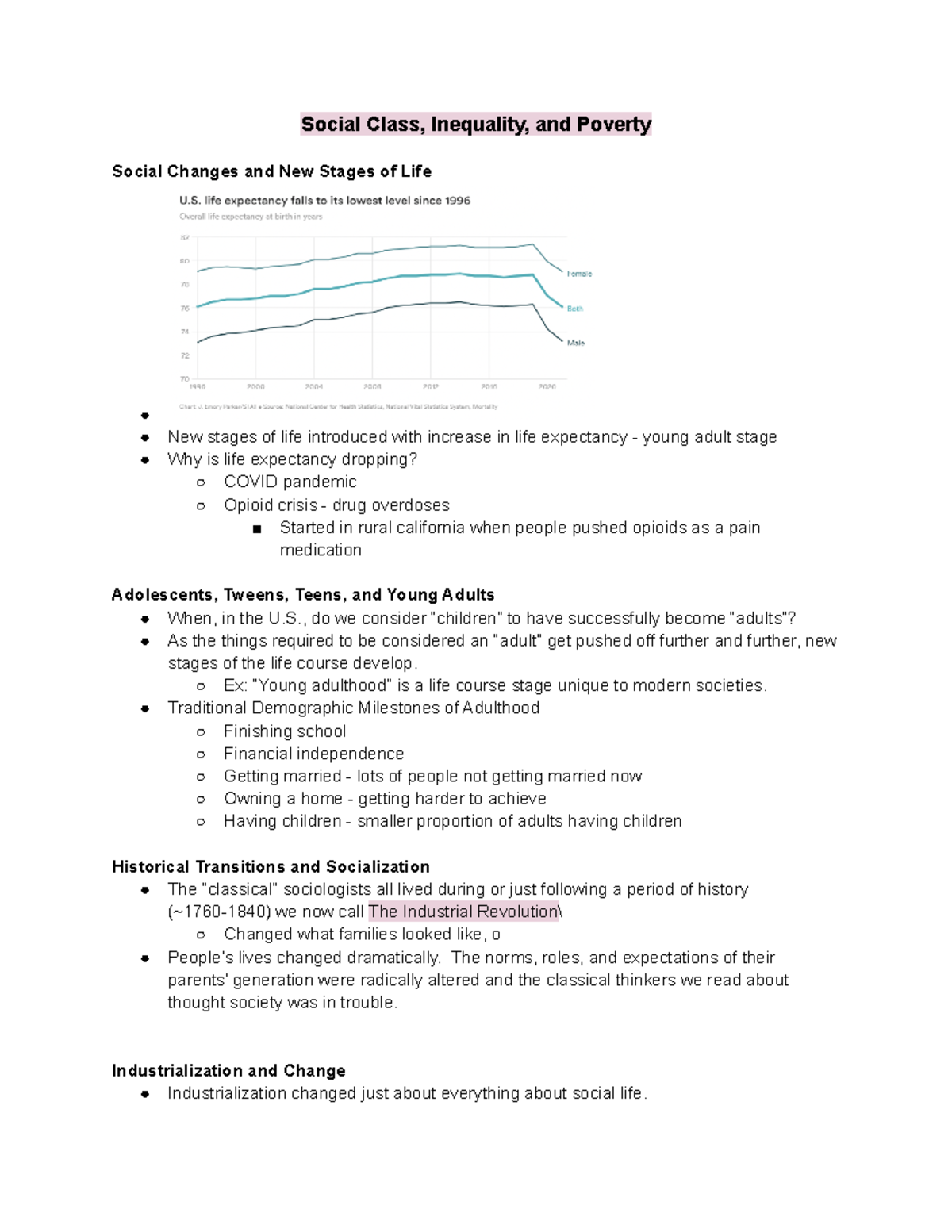 Week 3 Notes - Social Class, Inequality, And Poverty - Social Class ...