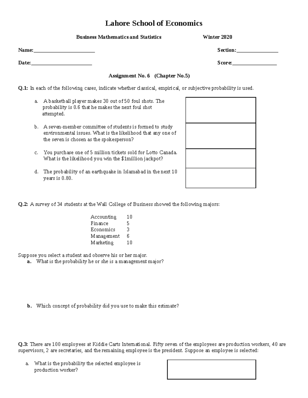 Assignment 6 Mathematics and Statistics - Lecture - Studocu