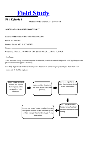 Field Study 1 Episode 2 - Field Study FS 1 Episode 2 The Learner's ...