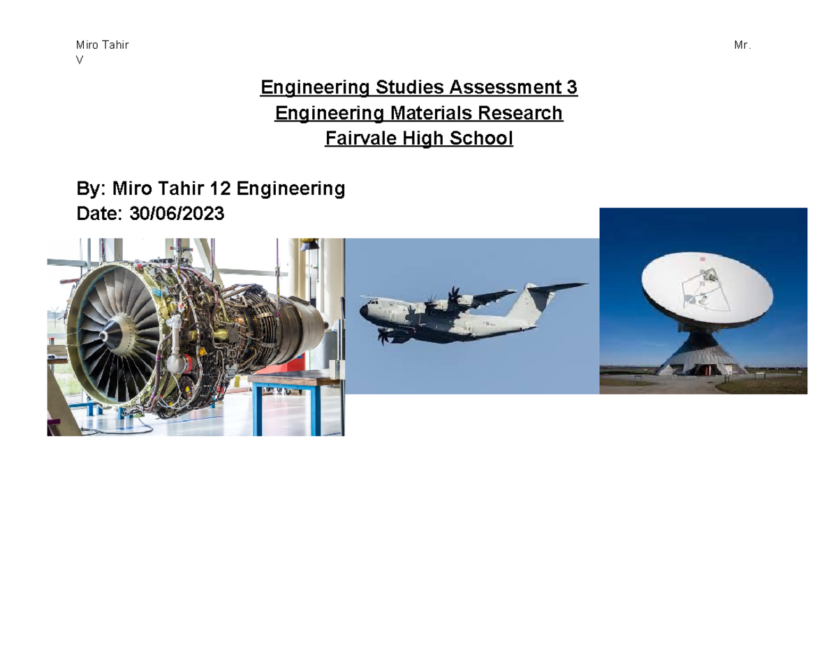 Engineering Studies Assessment 3 - Miro Tahir - V Engineering Studies ...