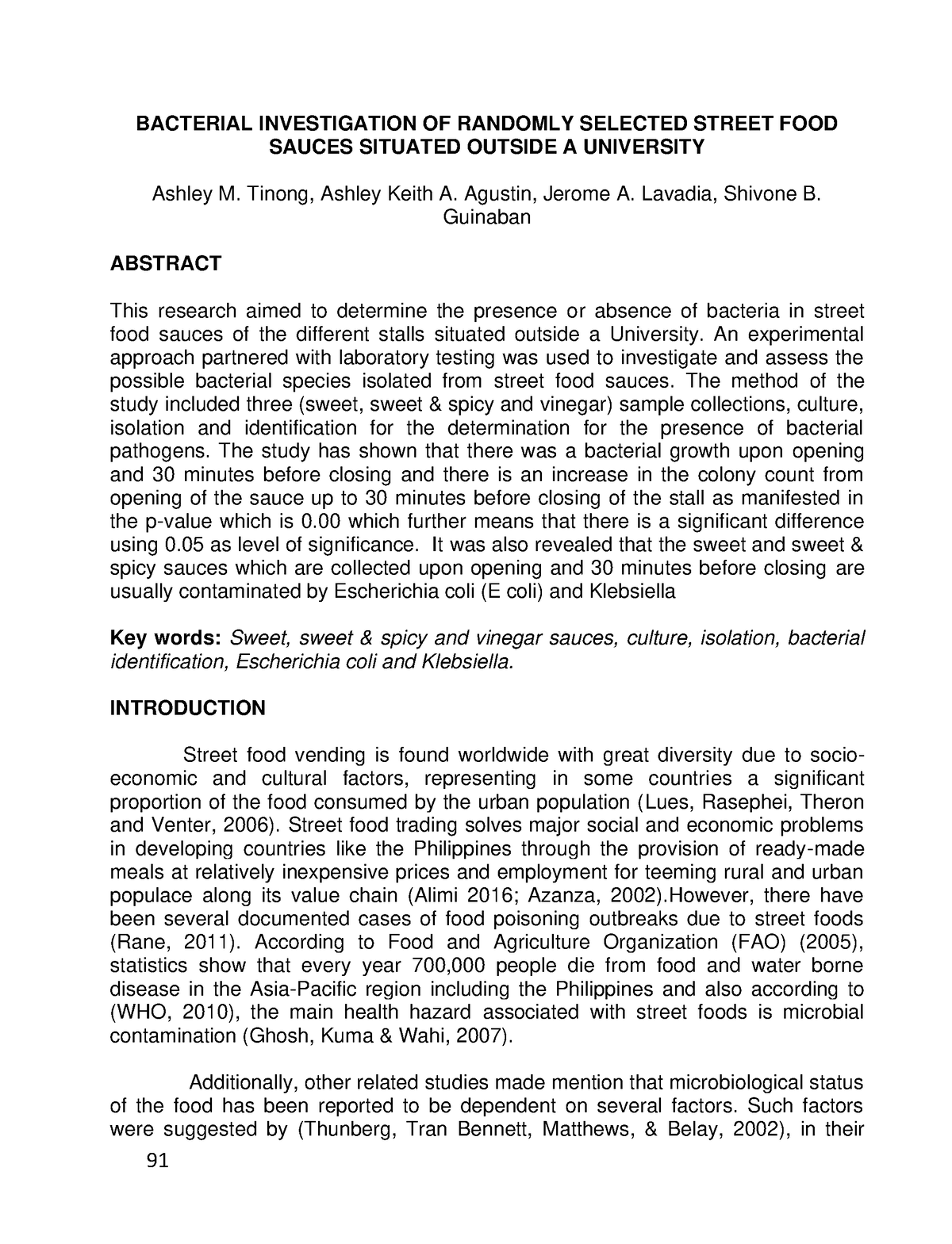 quantitative research title examples for cookery students