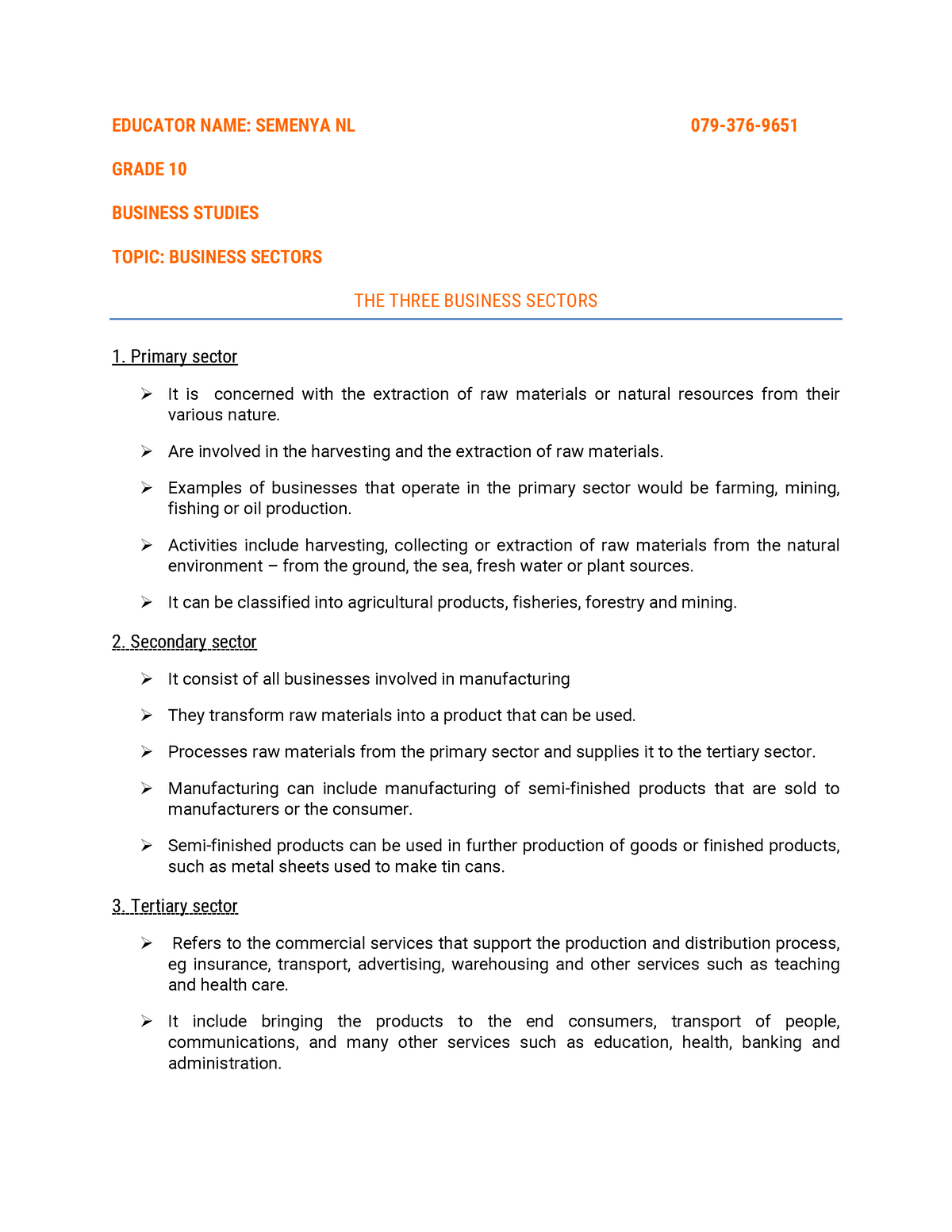 business studies grade 10 term 3 project business plan