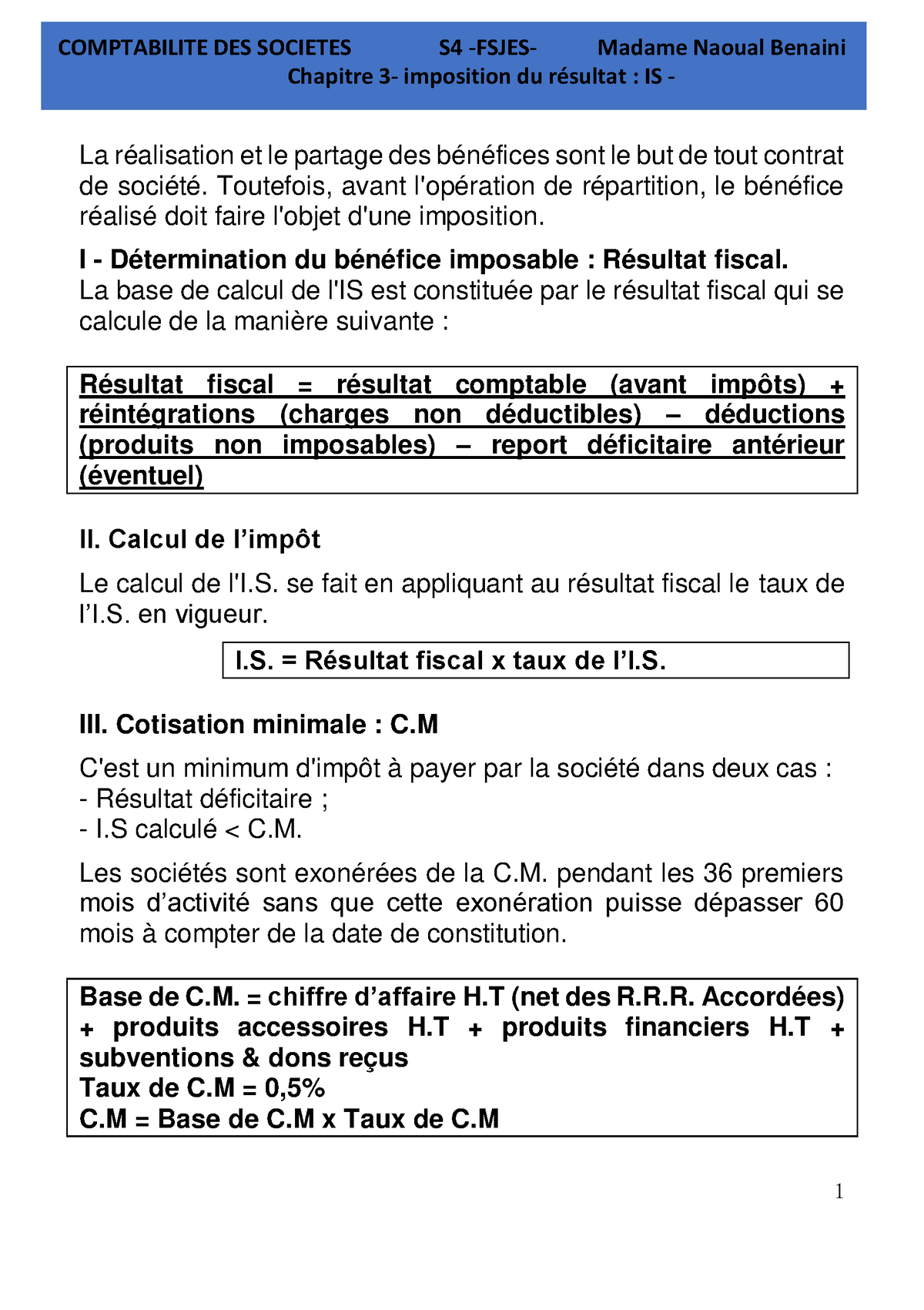 Chapitre 3 Imposition Du Résultat Toutefois Avant Lopération De Répartition Le Bénéfice 1854