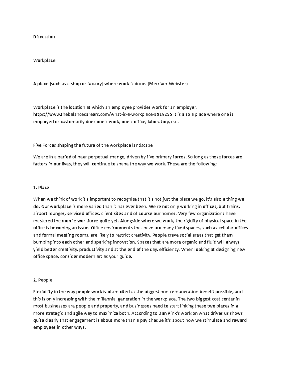 AOM documents HR - Discussion Workplace A place (such as a shop or ...