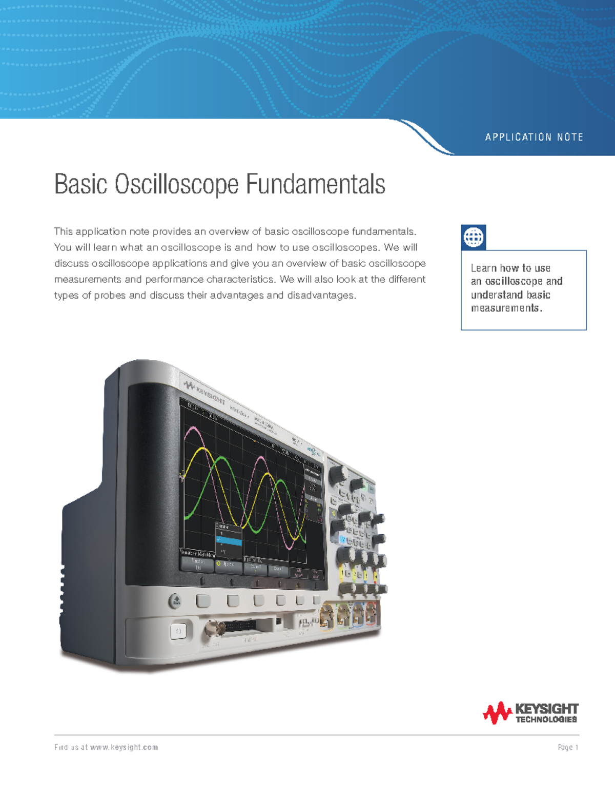 Oscilloscope Basics APPLICATION NOTE Basic Oscilloscope Fundamentals