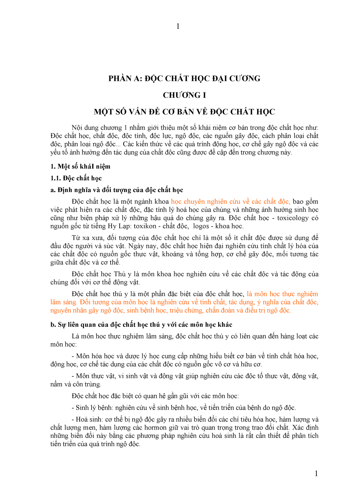 Giao trinh doc chat hoc - PHẦN A: ĐỘC CHẤT HỌC ĐẠI CƯƠNG CHƯƠNG I MỘT SỐ VẤN ĐỀ CƠ BẢN VỀ ĐỘC CHẤT - Studocu