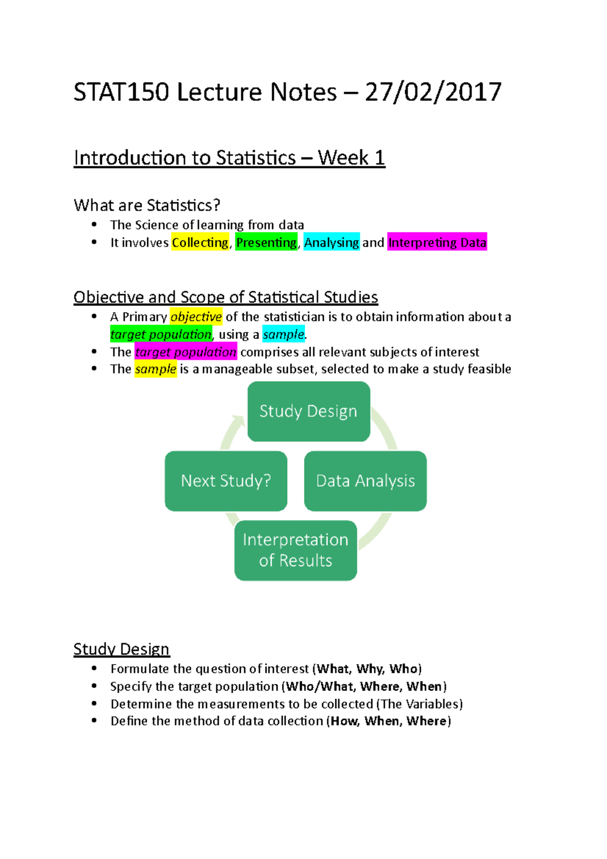 Week 1 - Lecture - Intro to Stats - Quantitative Business Decisions ...