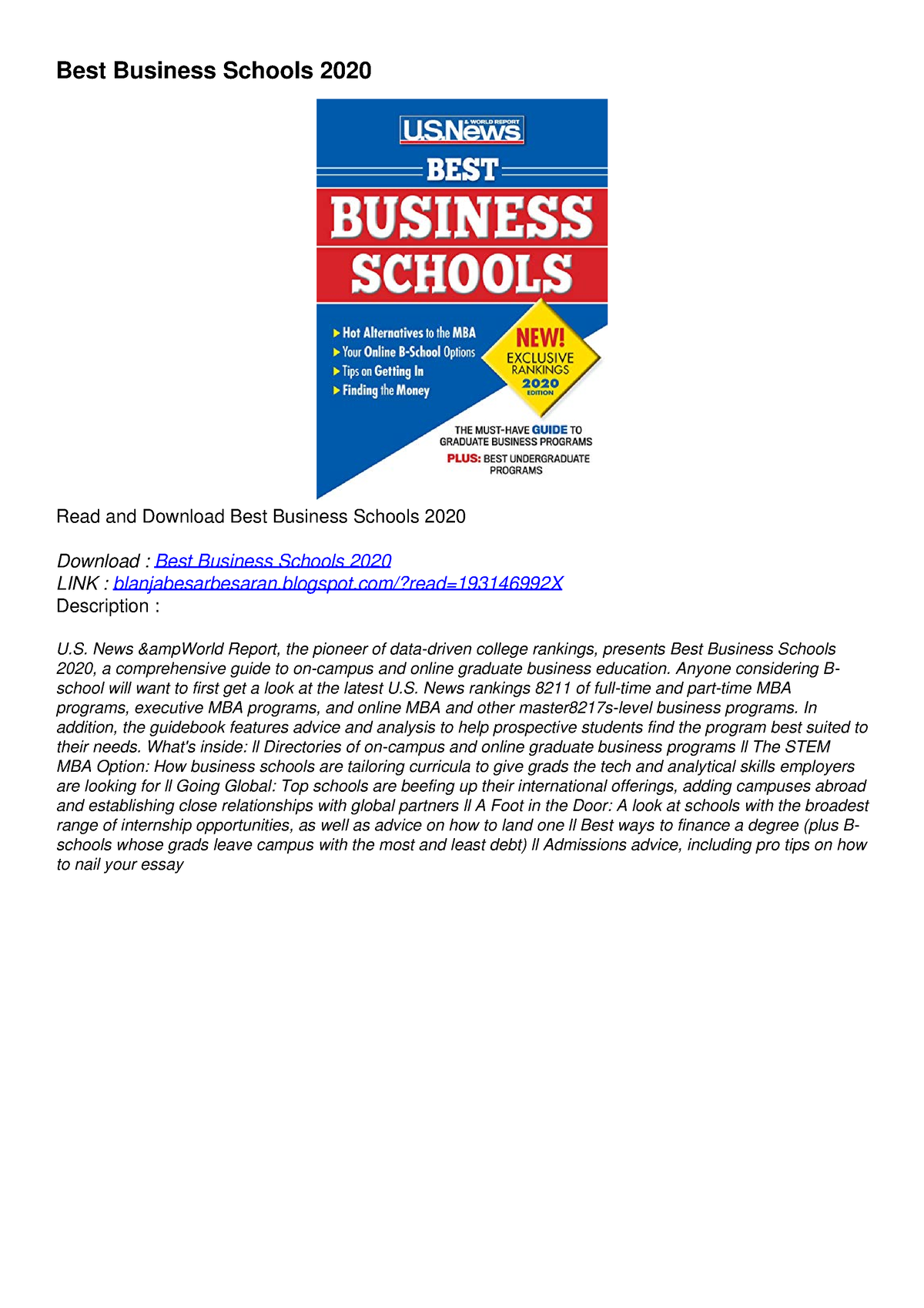 [PDF] READ] FreeBest Business Schools 2020read - Best Business Schools ...