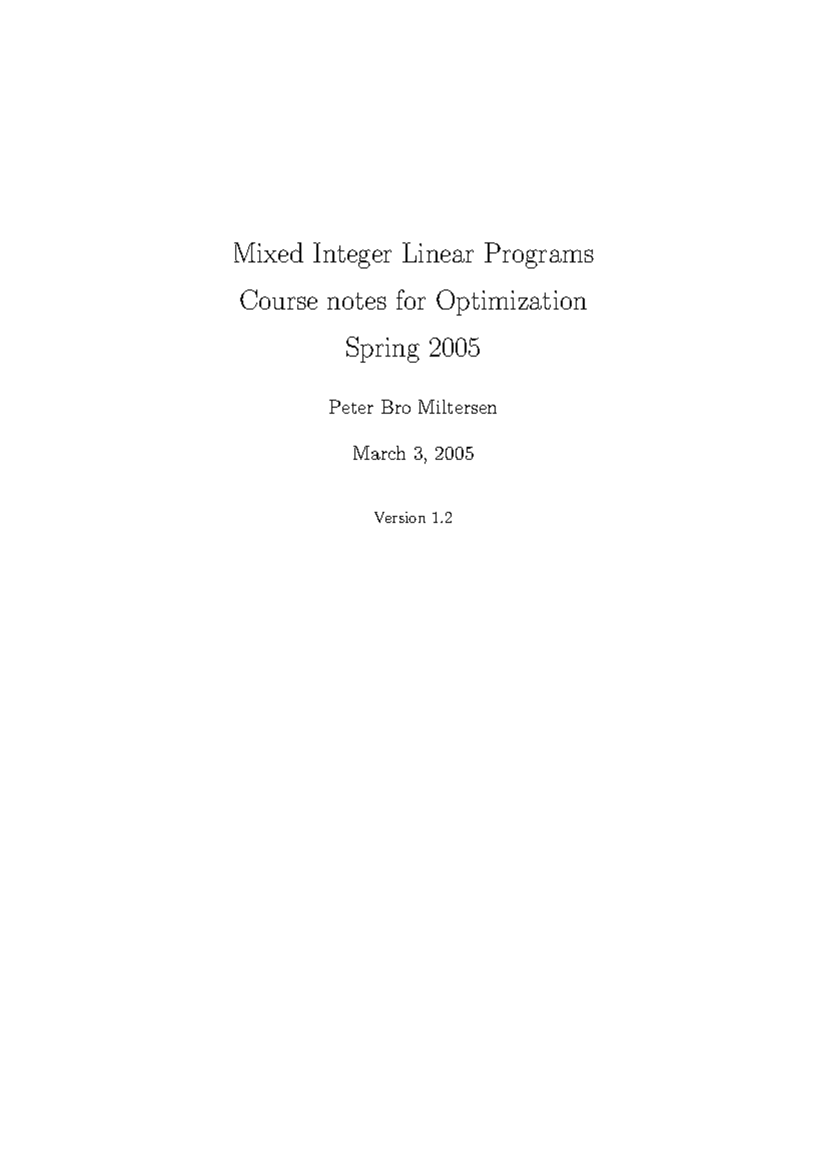 Mixed integer linear programs - Mixed Integer Linear Programs Course ...
