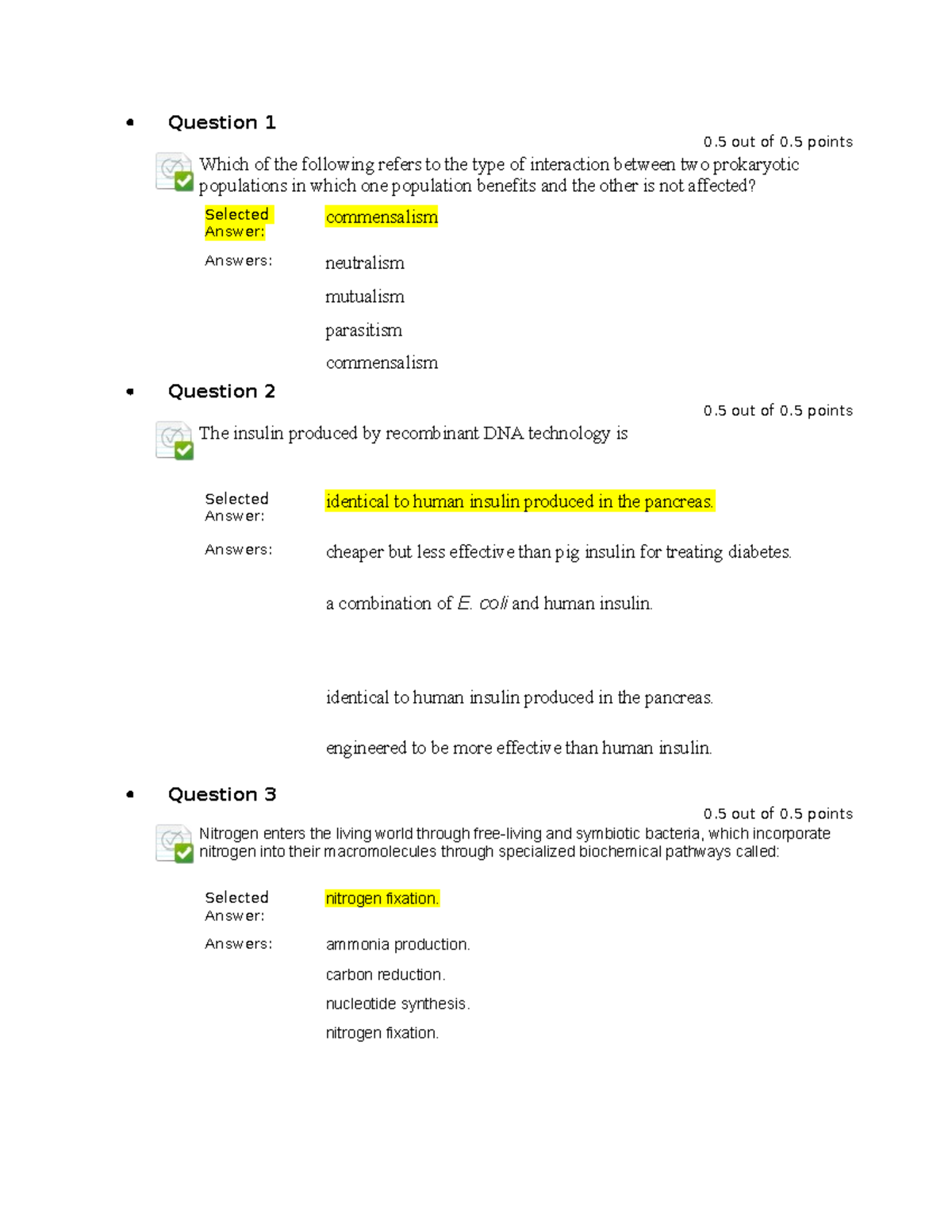 Week 15 KC BIOS 350 - BIOS 350 - Question 1 0 out of 0 points Which of ...