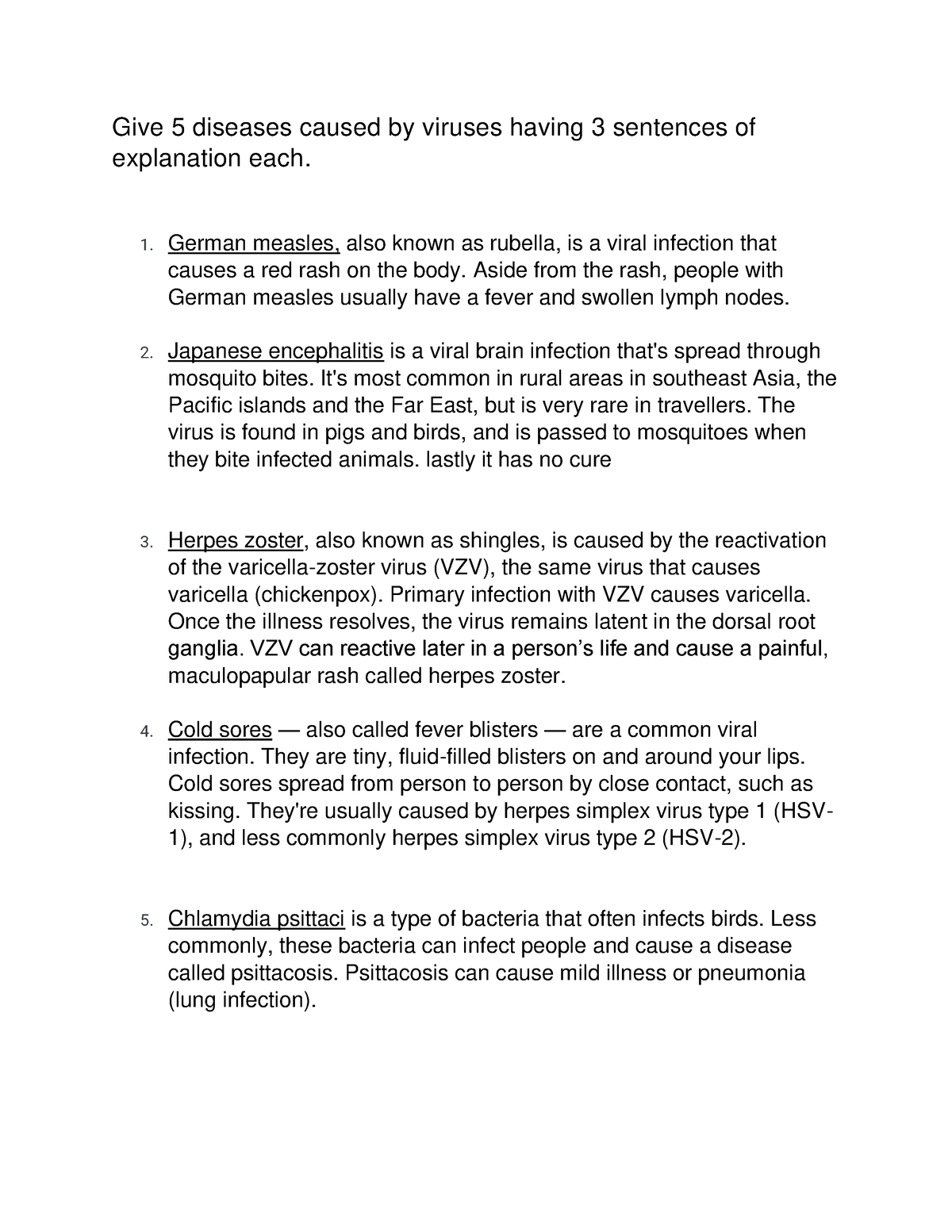 virus-activity-in-microbiology-give-5-diseases-caused-by-viruses