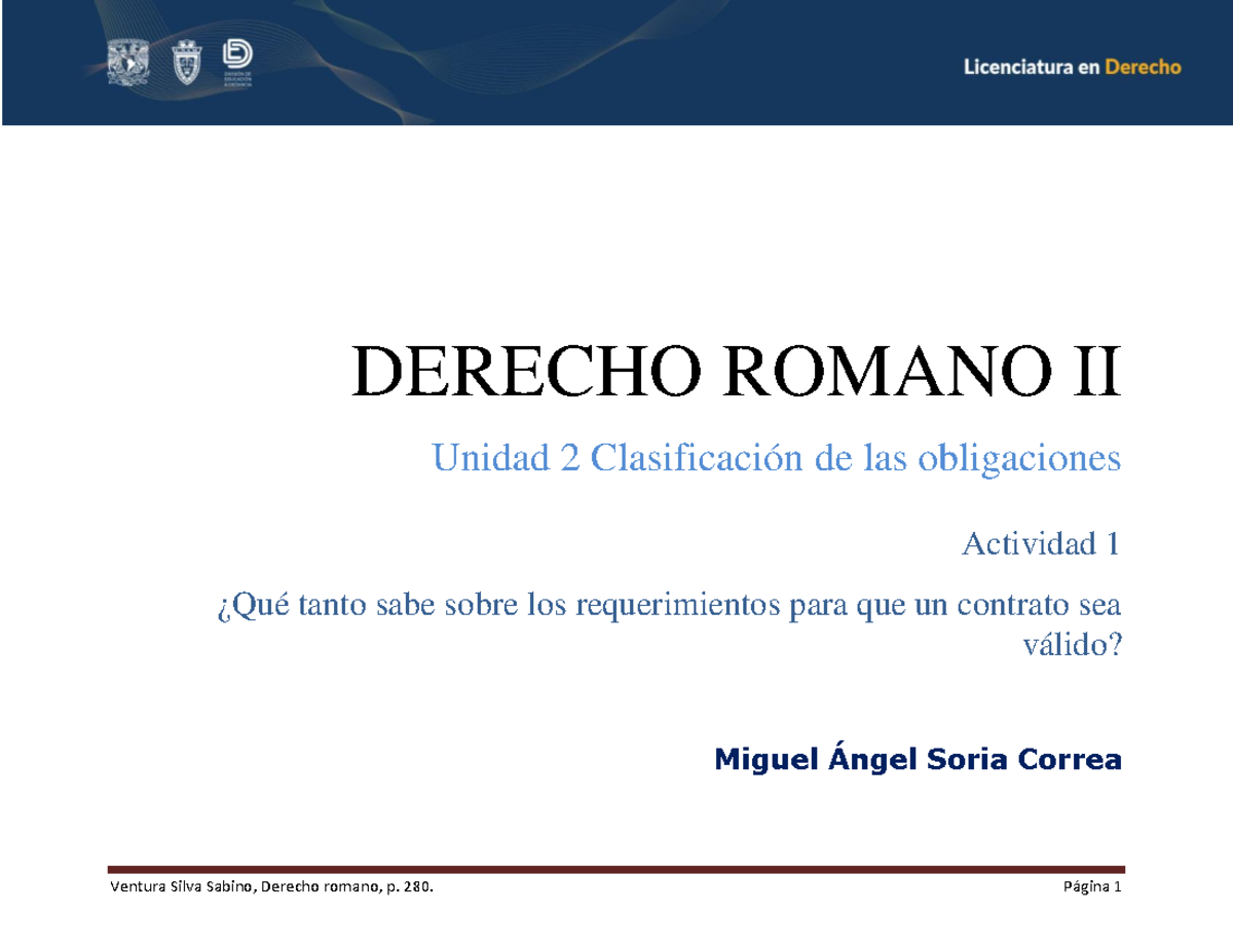 Soriam A1U2 DR - Derecho romano - Ventura Silva Sabino, Derecho romano