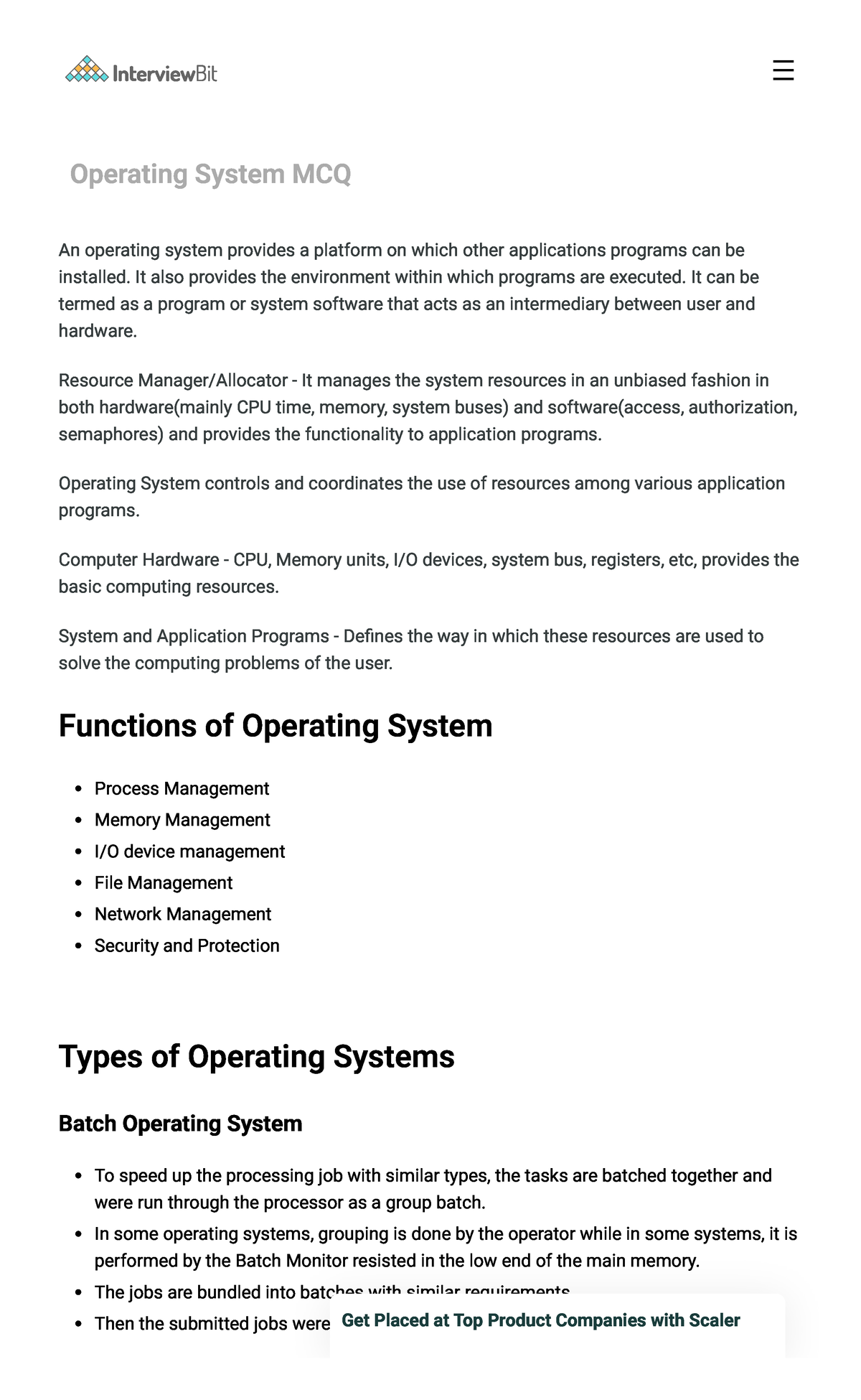 Operating System MCQ (Multiple Choice Questions) - Operating System MCQ ...