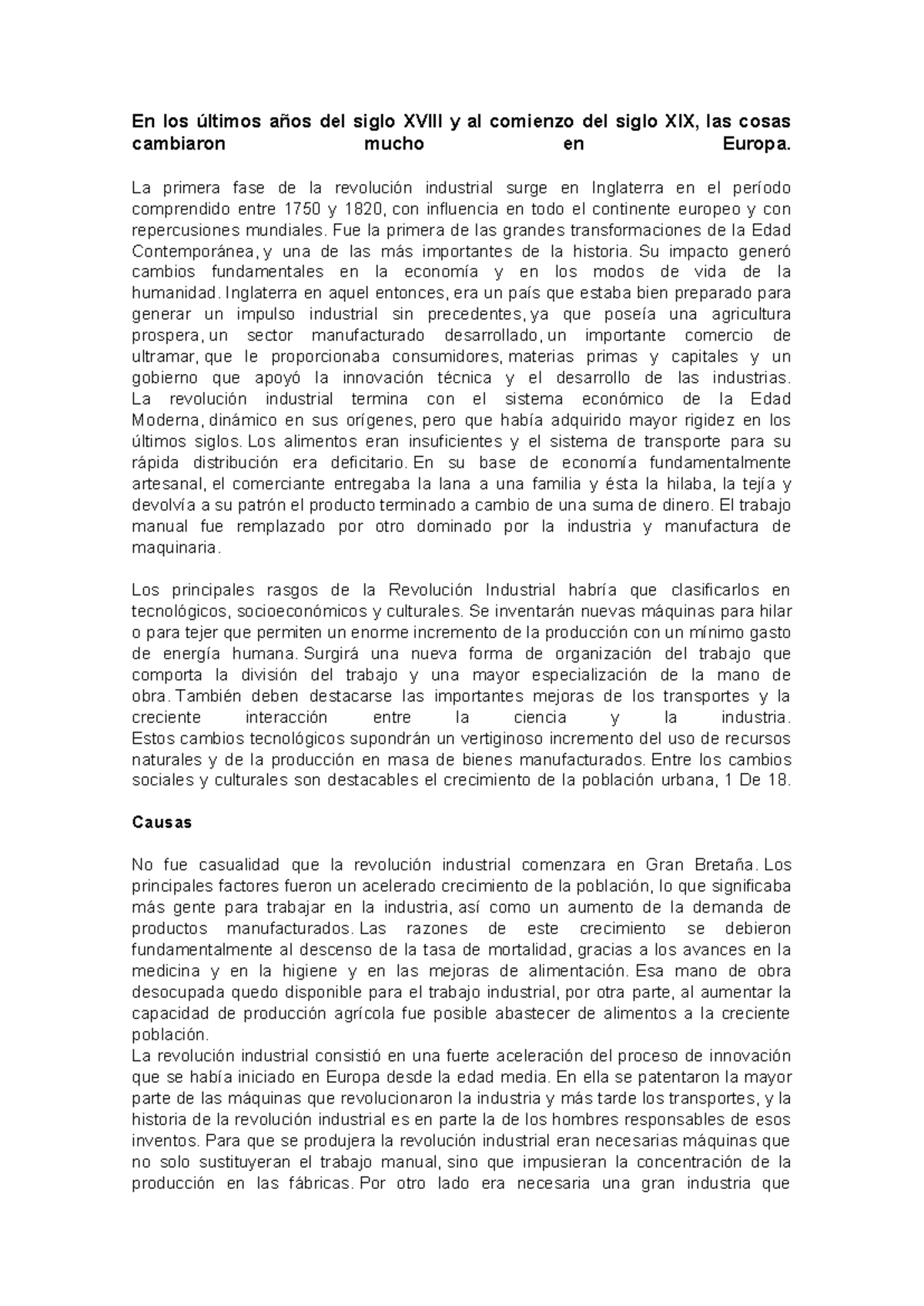 En los últimos años del siglo Xviii y al comienzo del siglo XIX - La ...