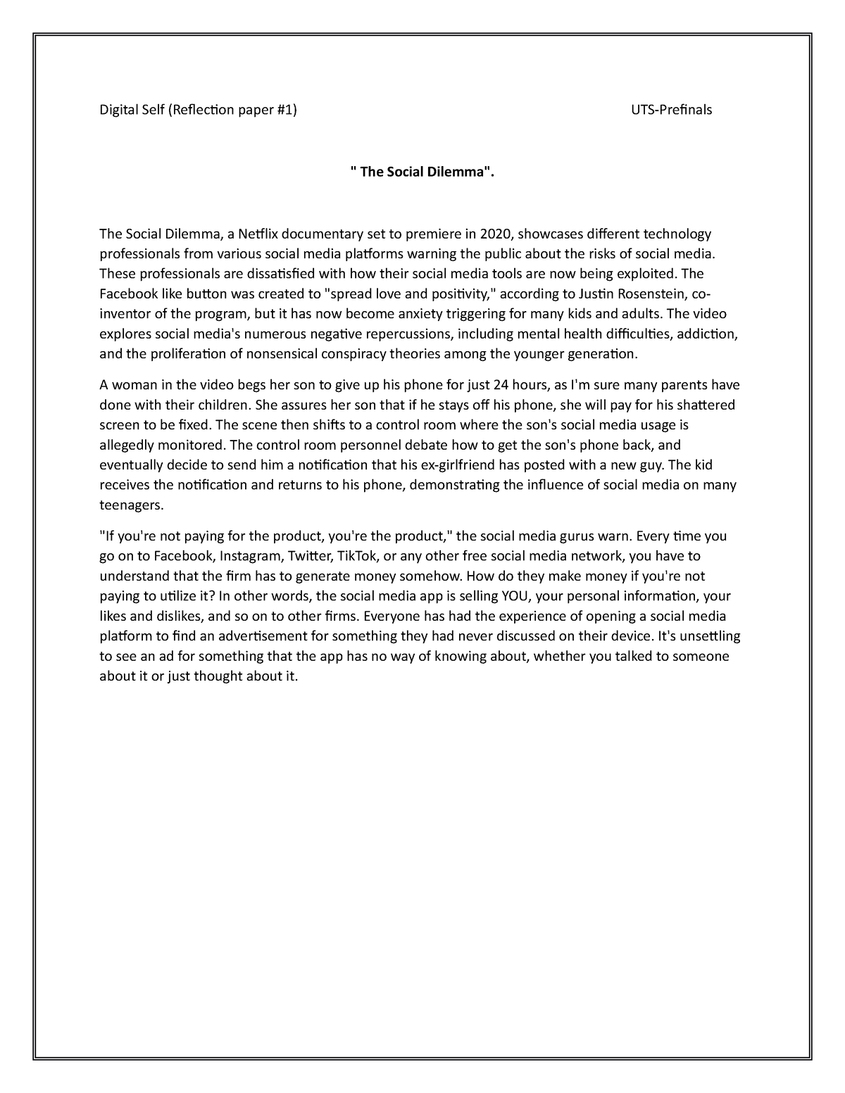 politics reflection essay