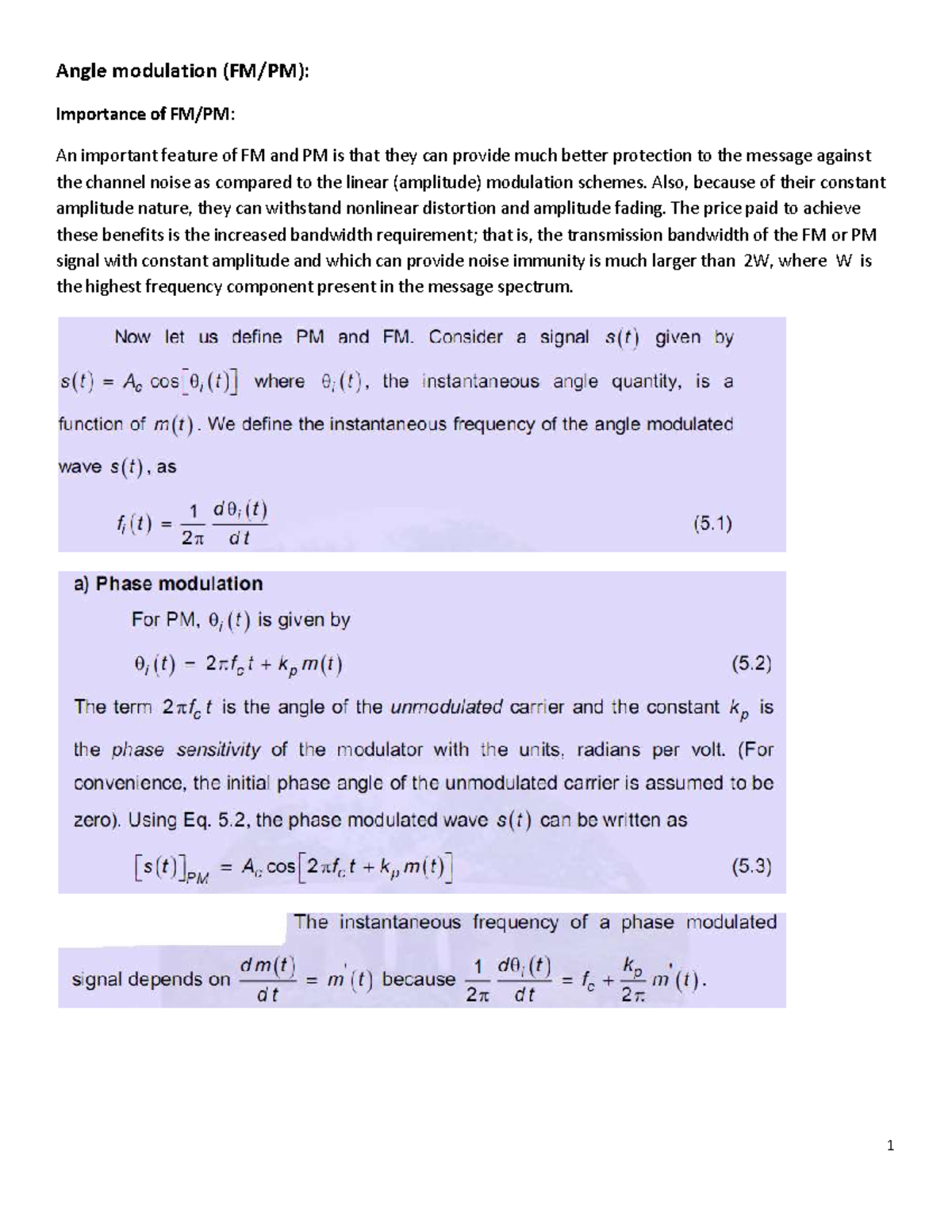 Frequency Modulation And Phase Modulation - Angle Modulation (FM/PM ...